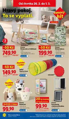 Náhled letáku Lidl leták od 26.02.2026 | Strana: 32 | Produkty: Dětský koberec, Židle, Fotorámeček, Koberec