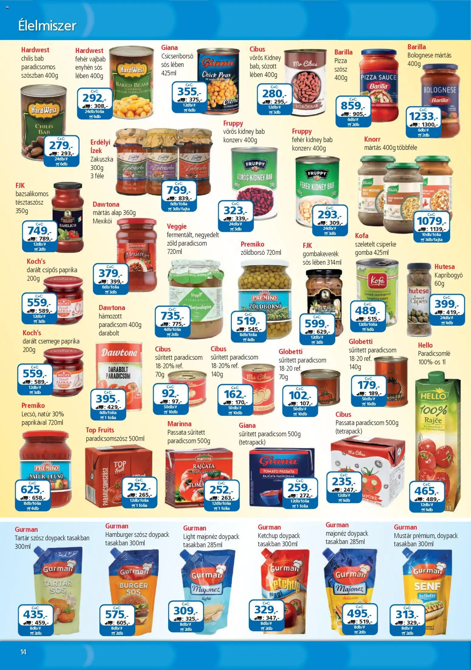 ÁRKLUB akciós ujság - amely érvényes a következő dátumtól: 01.03.2026 | Oldal: 14 | Termékek: Zöldborsó, Sűrített paradicsom, Chilis bab, Majonéz