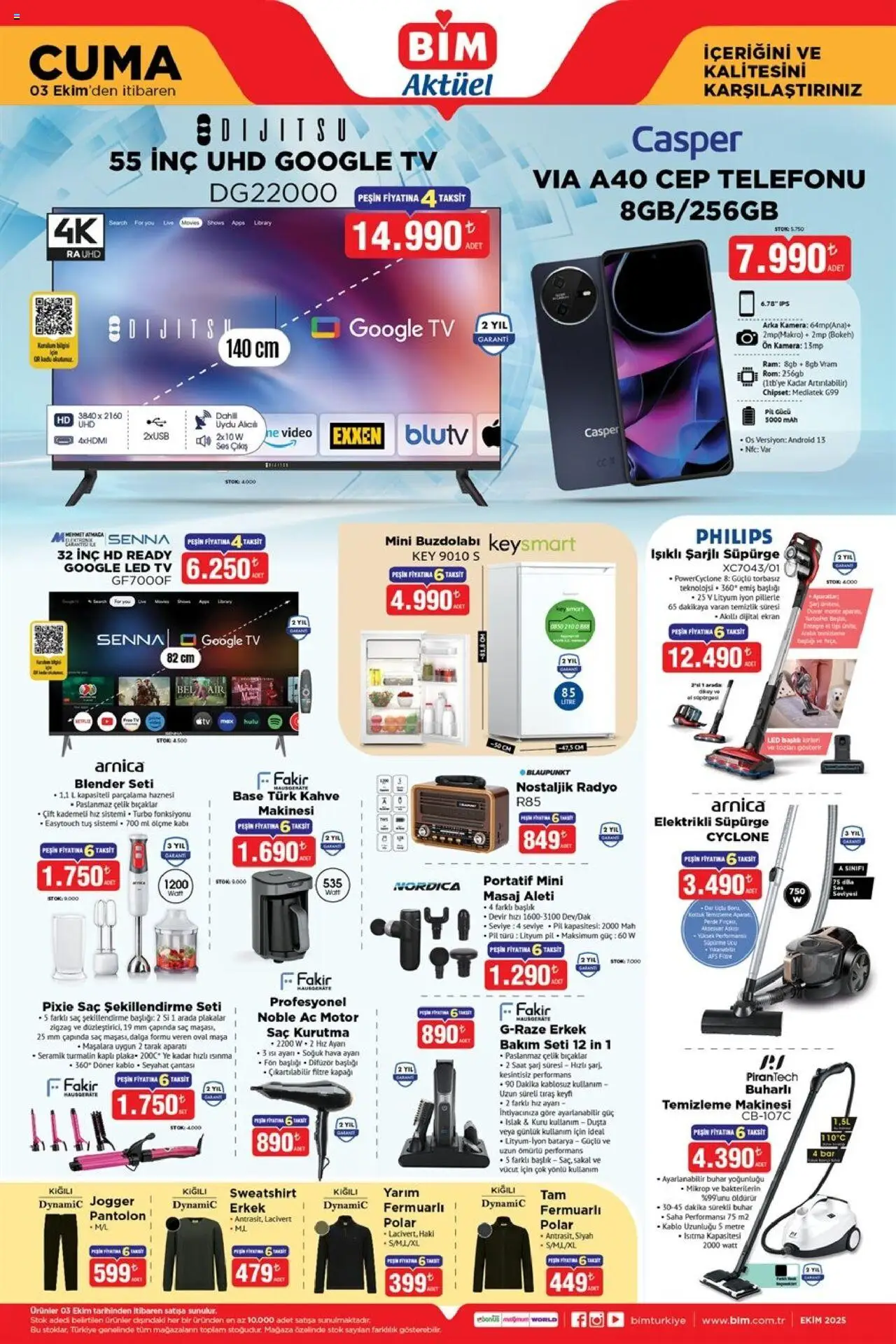 BİM  Katalog Cuma - 03.10.2025 tarihinden itibaren geçerlidir | Sayfa: 1 | Ürünler: Pil, Pantolon, Seyahat çantası, Elektrikli süpürge