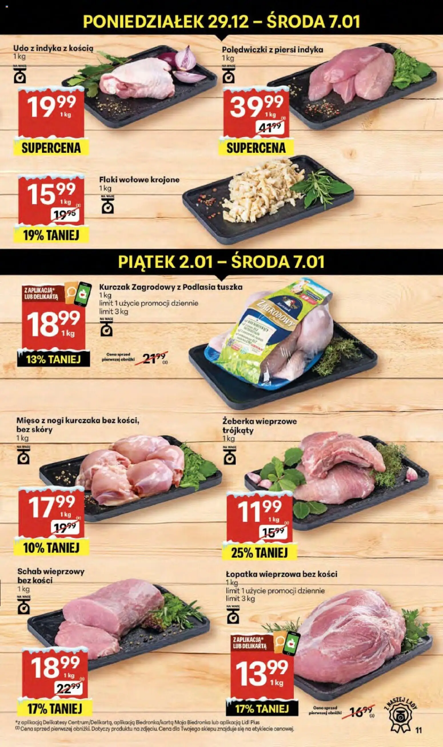 Delikatesy Centrum Gazetka od 29.12.2025 | Strona: 11 | Produkty: Schab, Schab wieprzowy bez kości, Delikatesy, Flaki