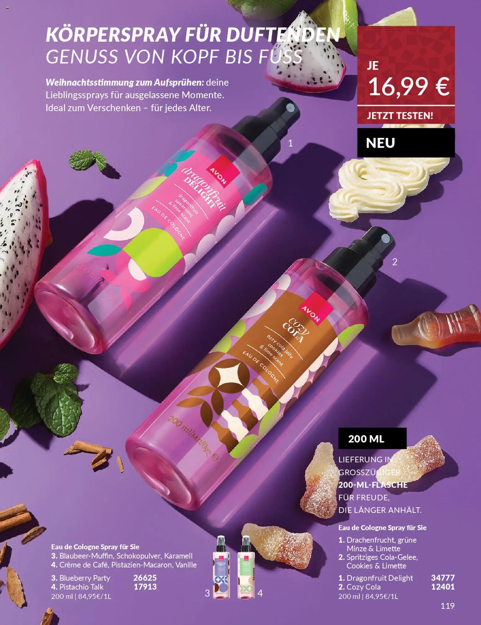 AVON Katalog Dezember 2025 – gültig ab 01.12.2025 | Seite: 121 | Produkte: Cola, Creme, Eau de Cologne, Limette