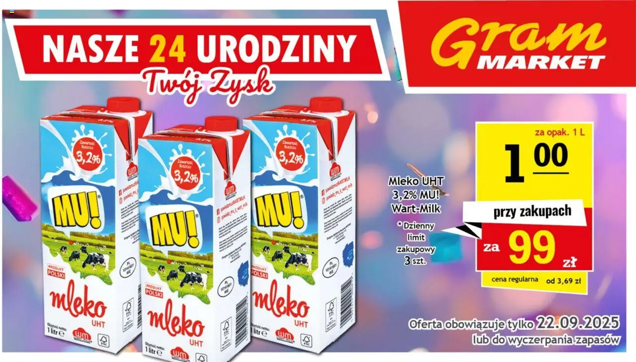 Gram Market Gazetka - Niesłychanie Niskie Ceny od 17.09.2025 | Strona: 4 | Produkty: Mleko