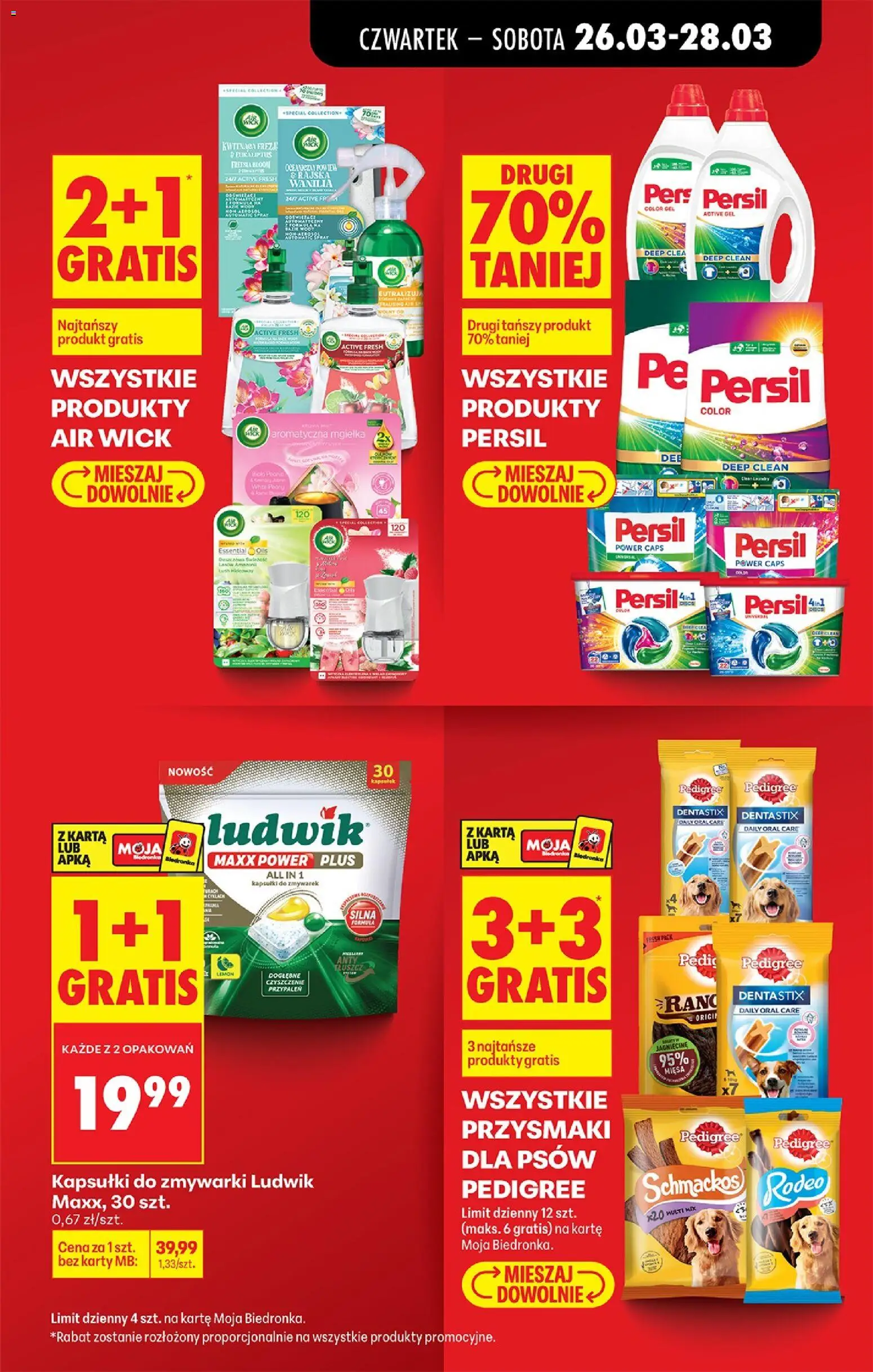Biedronka gazetka od czwartku od 26.03.2026 | Strona: 19 | Produkty: Persil, Por, Pedigree, Kapsułki do zmywarki