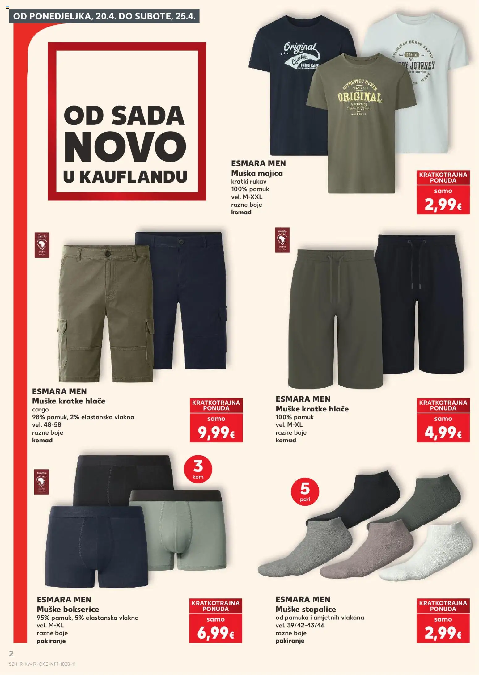 Kaufland katalog | vrijedi od 22.04.2026 | Stranica: 2 | Proizvodi: Majica, Hlače, Kratke hlače, Bokserice