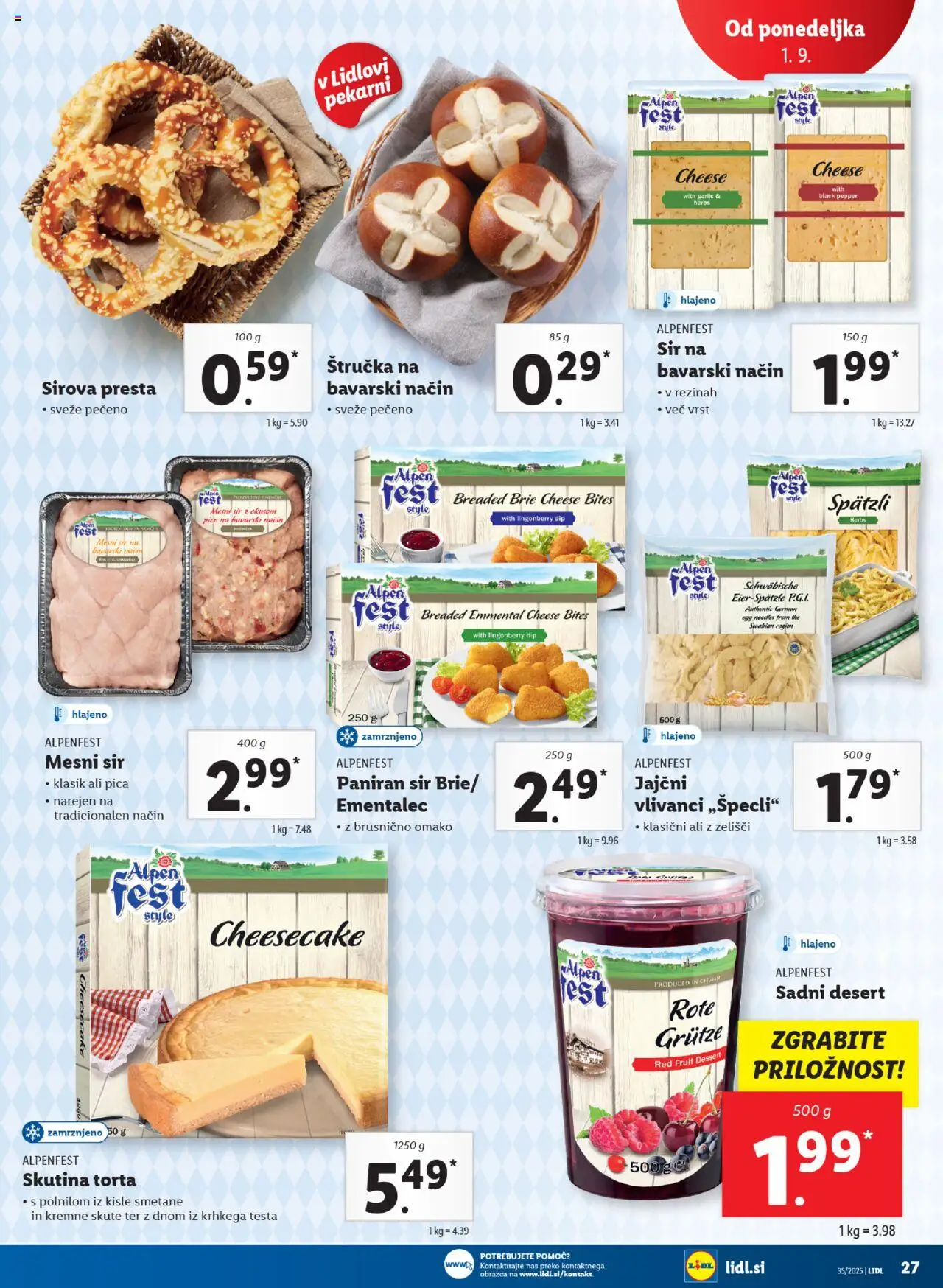 Lidl katalog │ velja od 28.08.2025 | Stran: 47 | Izdelki: Štručka, Torta, Sir, Pica