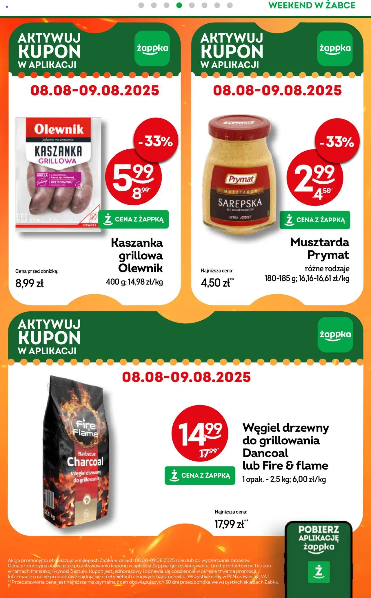 Żabka Gazetka - Weekendowe promocje od 08.08.2025 | Strona: 7 | Produkty: Kaszanka, Musztarda