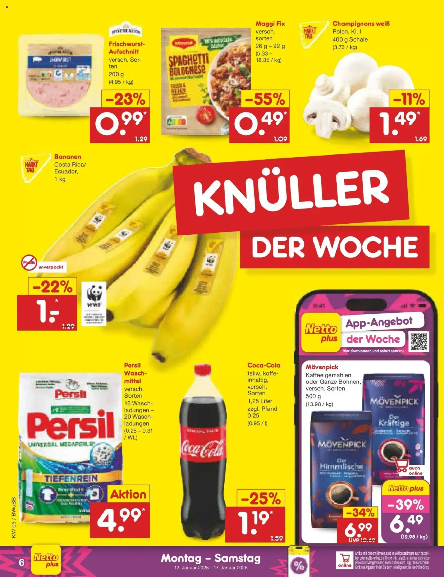 Netto Marken-Discount prospekt Stemwede-Dielingen	 – gültig ab 12.01.2026 | Seite: 6 | Produkte: Coca cola, Cola, Kaffee, Maggi fix