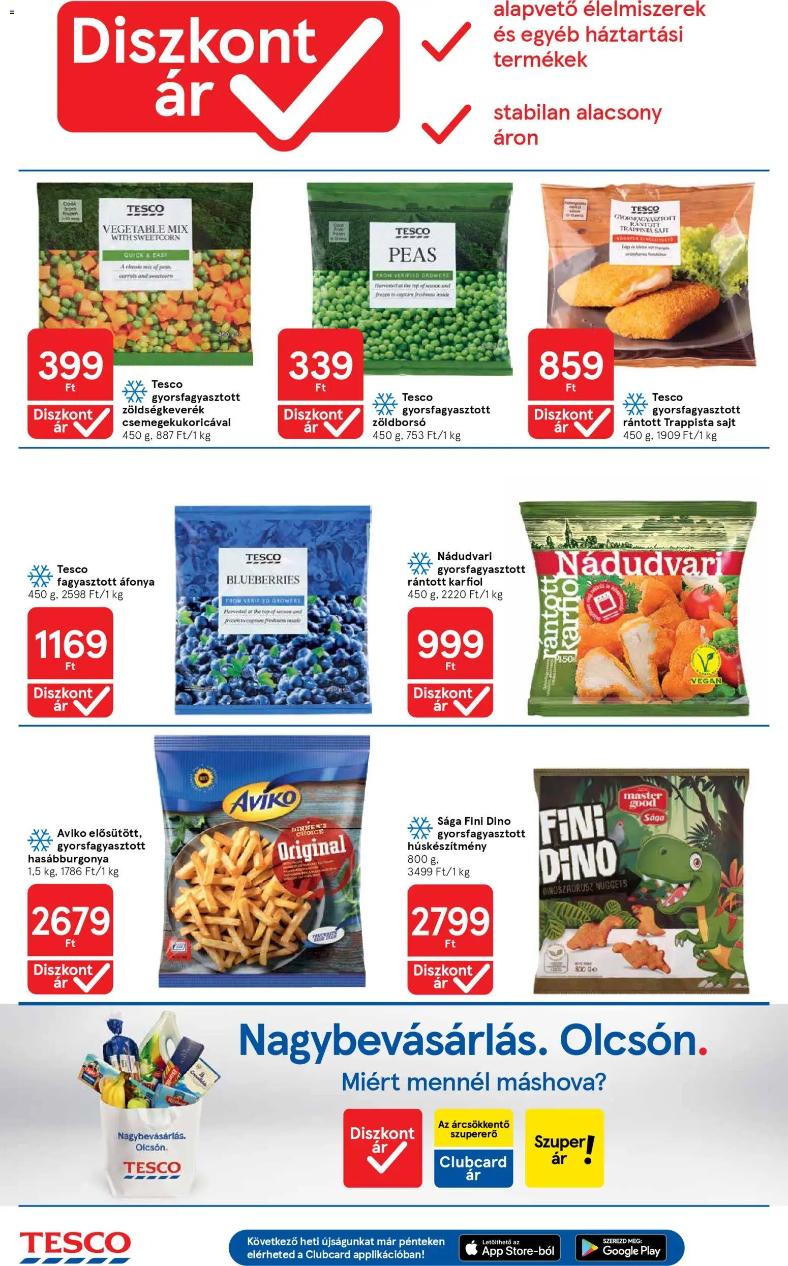 Tesco akciós ujság - amely érvényes a következő dátumtól: 08.01.2026 | Oldal: 4 | Termékek: Áfonya, Fagyasztott áfonya, Sajt, Hasábburgonya