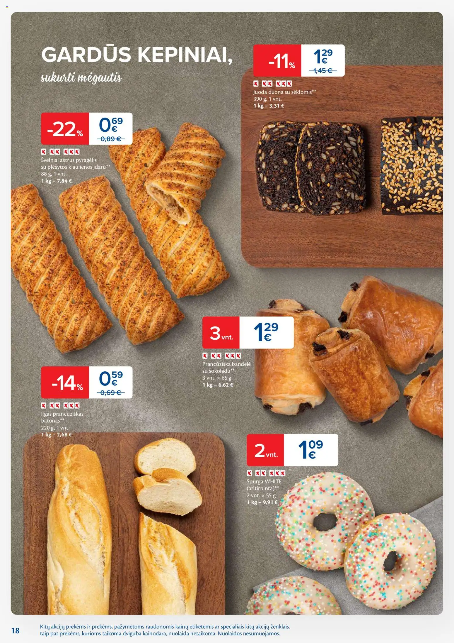 MAXIMA akcijos nuo 11.11.2025 | Puslapis: 18 | Prekių: Batonas, Kiaulienos, Bandelė, Duona