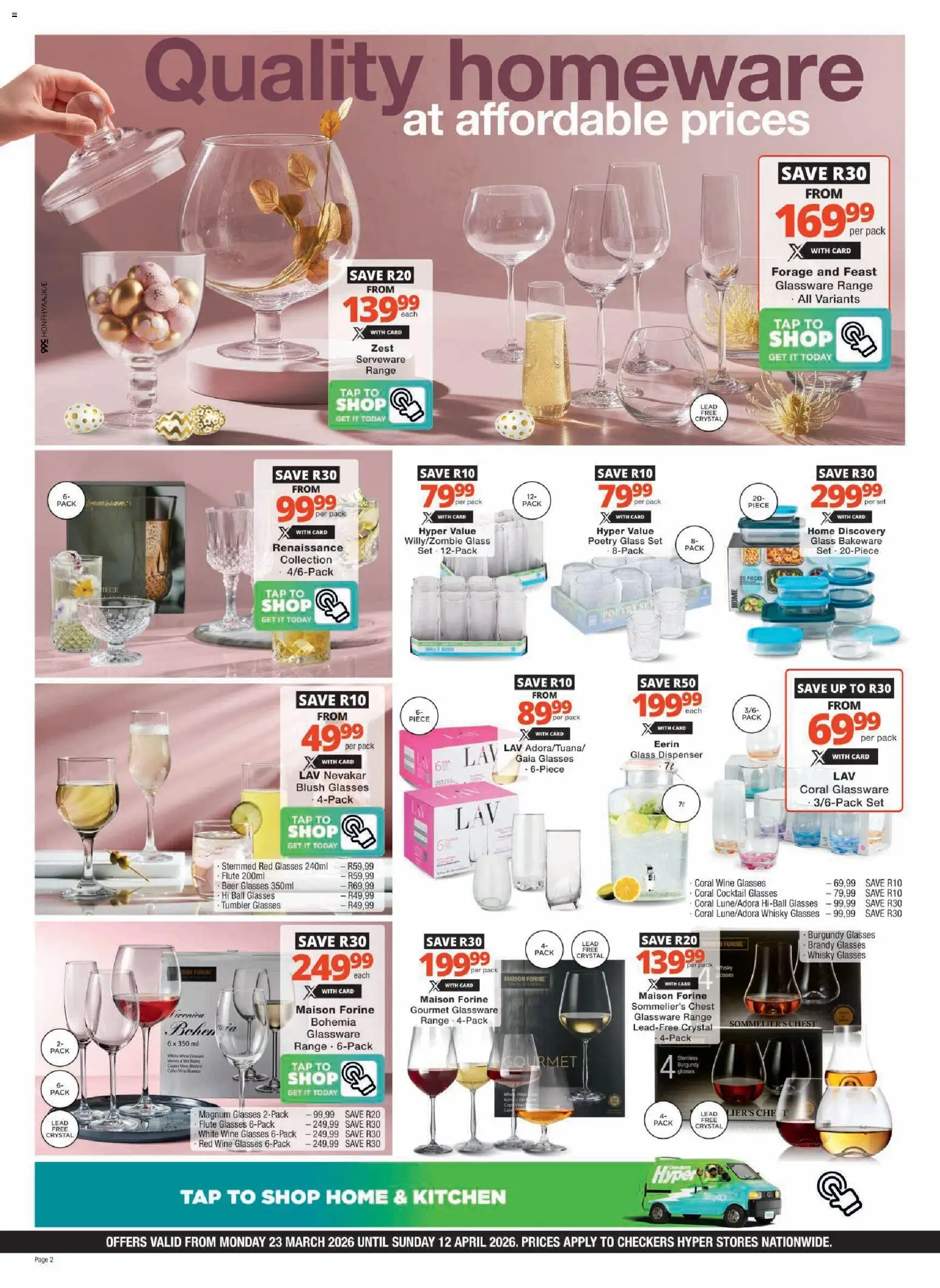 New Checkers catalogue – valid from 23.03.2026 | Page: 2 | Products: Glass set, Brandy, Beer, Blush