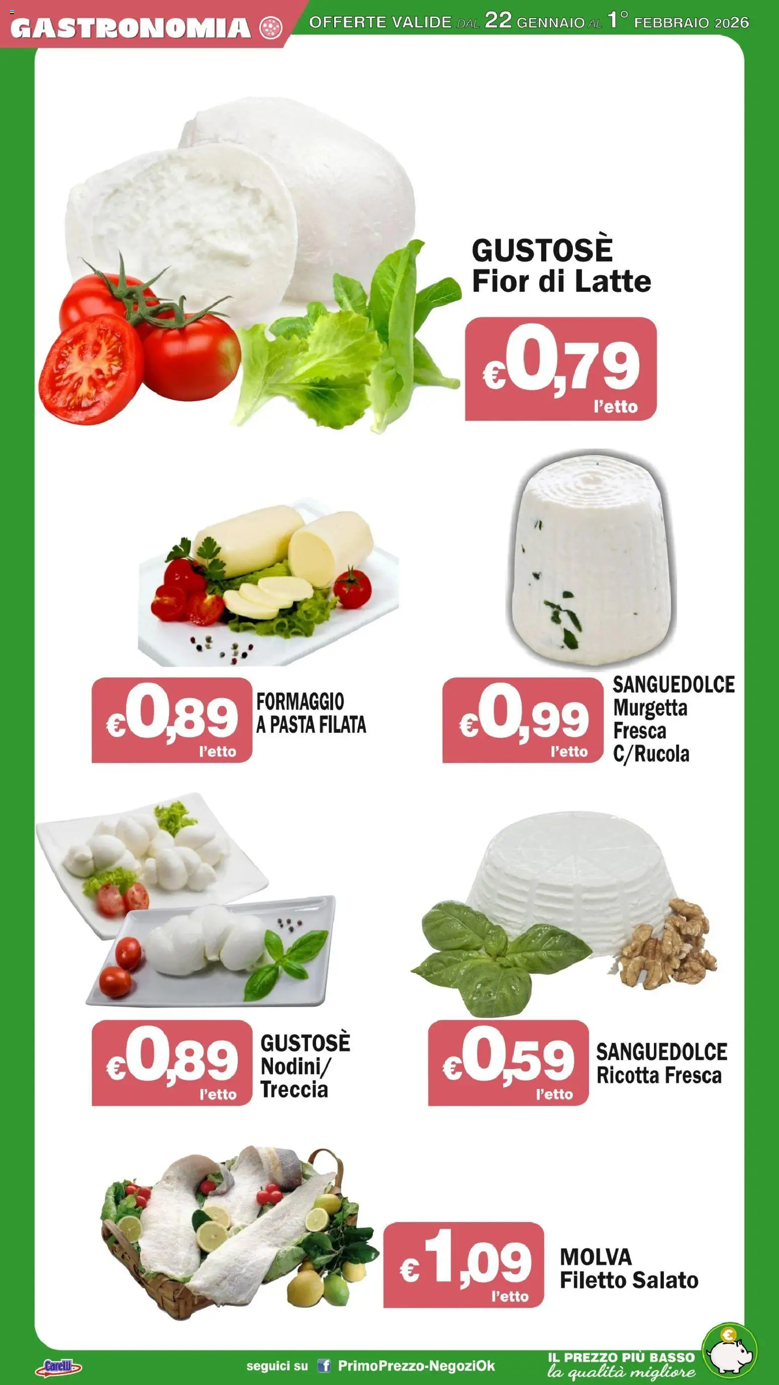 Volantino Primo Prezzo del 22.01.2026 | Pagina: 37 | Prodotti: Latte, Formaggio, Pasta, Ricotta