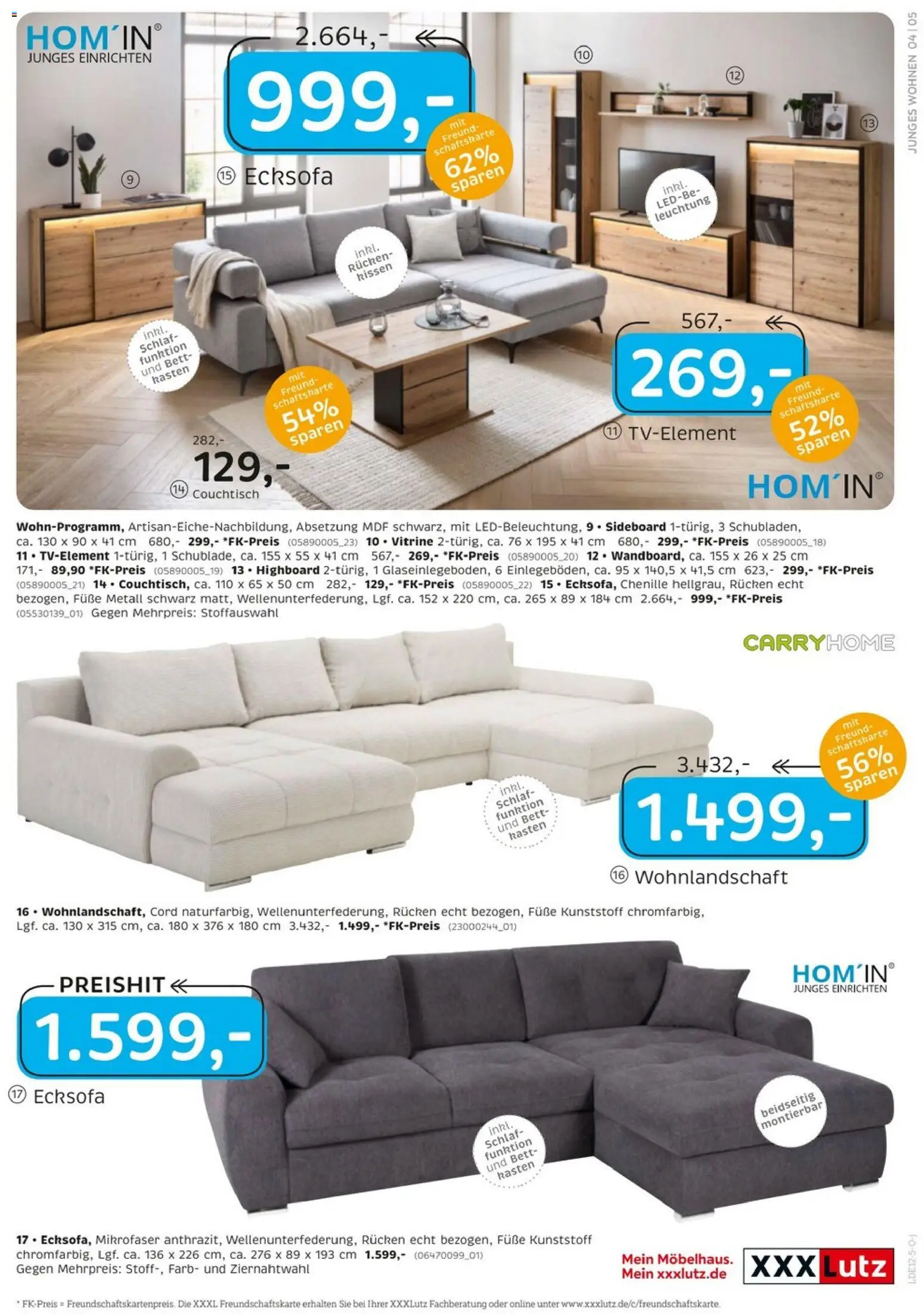 XXXL Lutz Junges Wohnen – gültig ab 30.11.2025 | Seite: 5 | Produkte: Wohnlandschaft, Ecksofa, Bett, Couchtisch