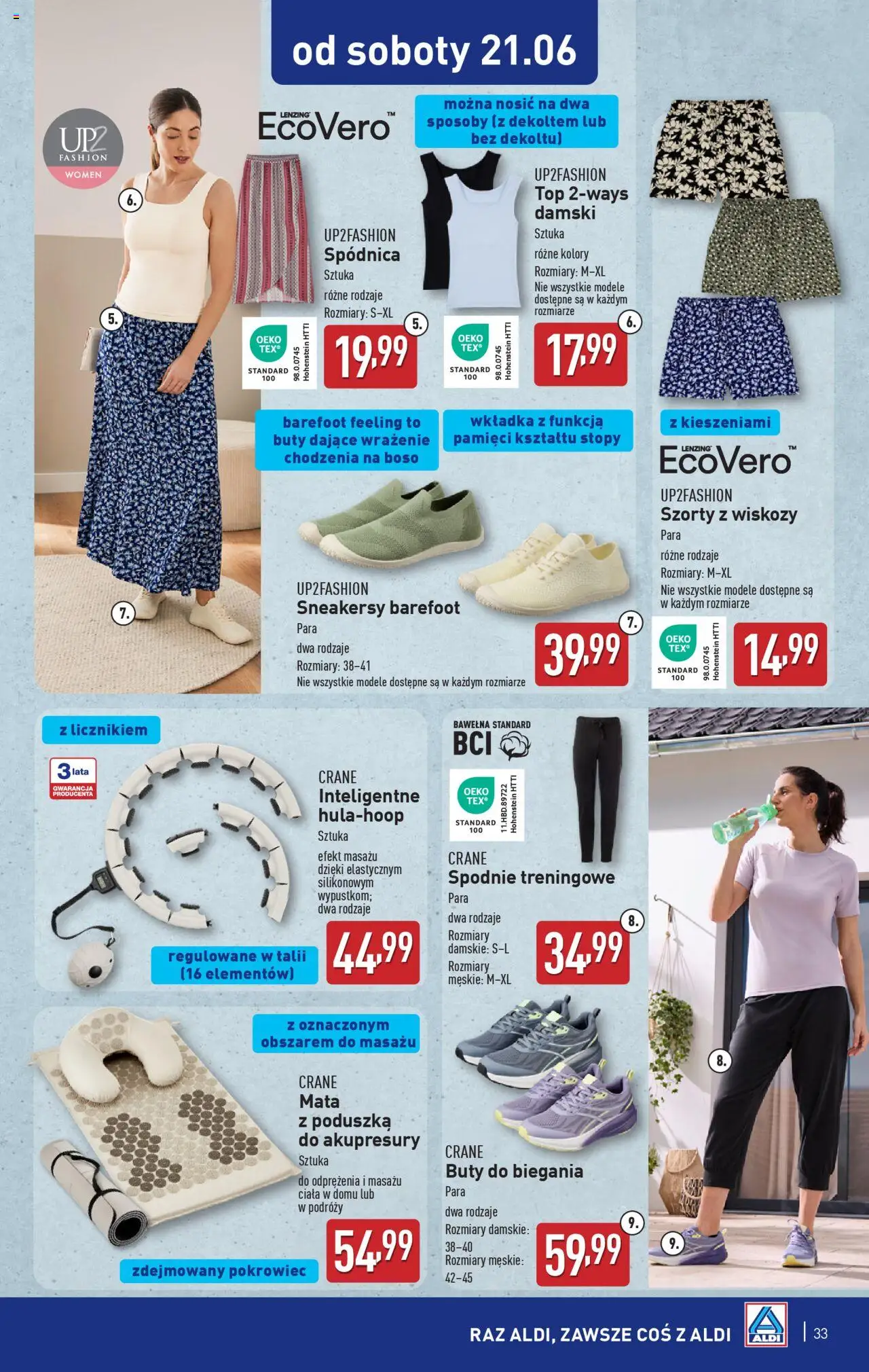 Aldi Gazetka od 16.06.2025 | Strona: 33 | Produkty: Top, Spodnie, Buty, Poduszka