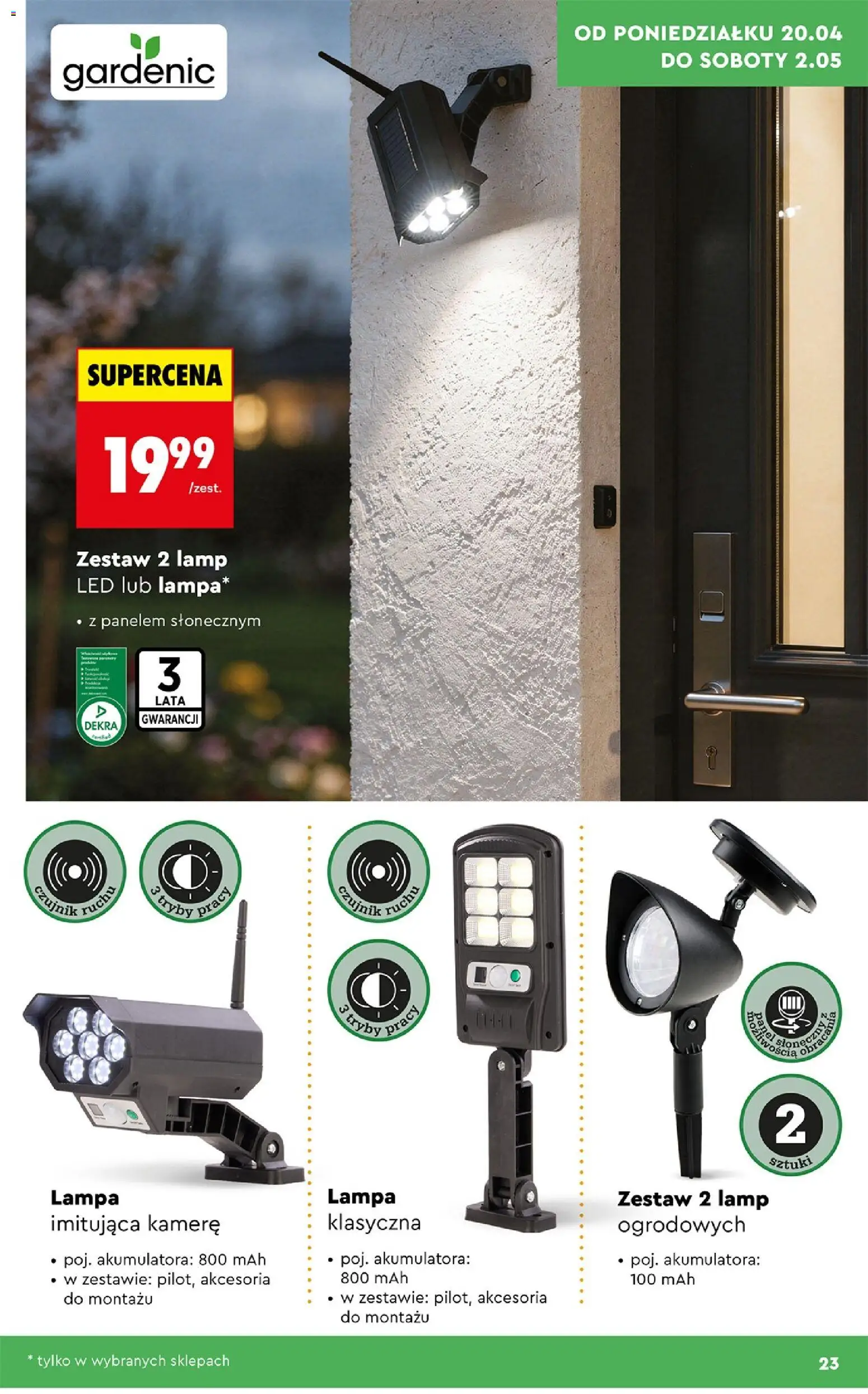 Biedronka Polsko leták - Ogród od 20.04.2026 | Strana: 23 | Produkty: Lampa, LED