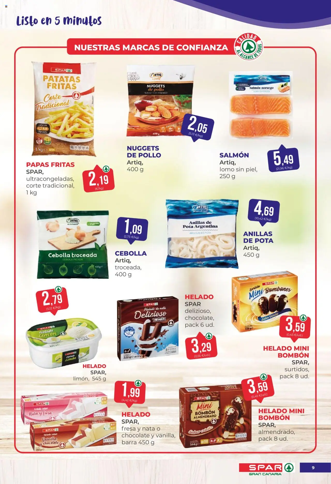 Spar folleto │ válido desde el 19.09.2025 | Página: 9 | Productos: Helado bombón, Chocolate, Papas fritas, Nuggets