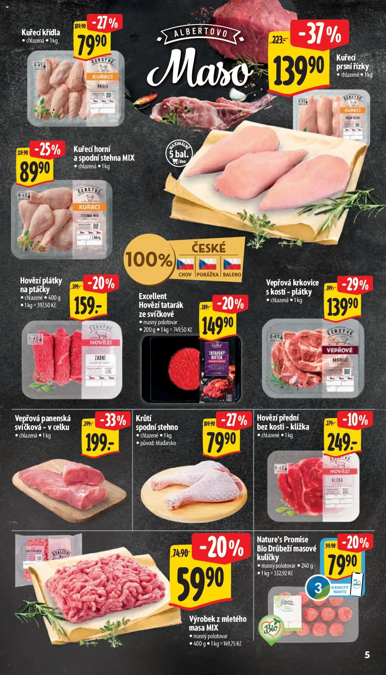 Albert leták - Supermarket od 17.09.2025 | Strana: 10 | Produkty: Kuřecí prsní řízky, Kuřecí Křídla, Hovězí tatarák, Tatarák