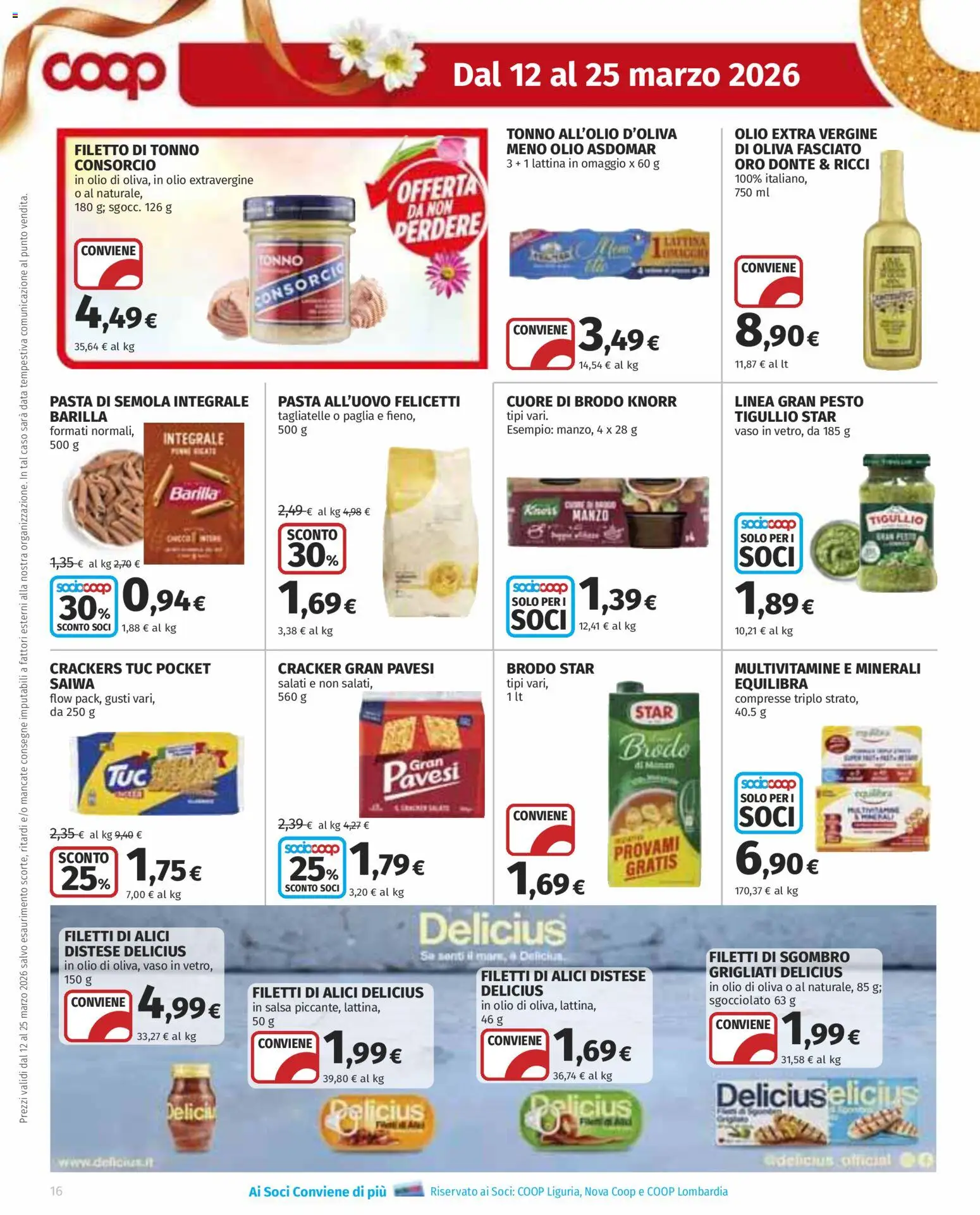 Volantino COOP del 12.03.2026 | Pagina: 16 | Prodotti: Tagliatelle, Manzo, Pasta, Data
