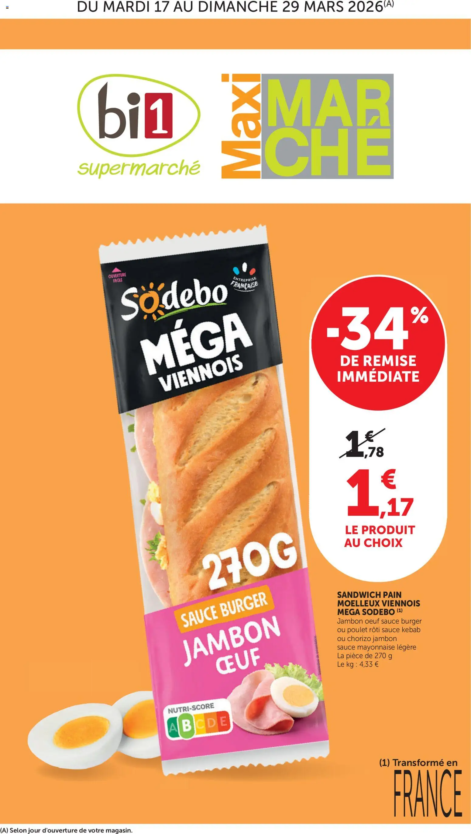 {H1} | Page: 1 | Produits: Chorizo, Sandwich, Mayonnaise, Pain