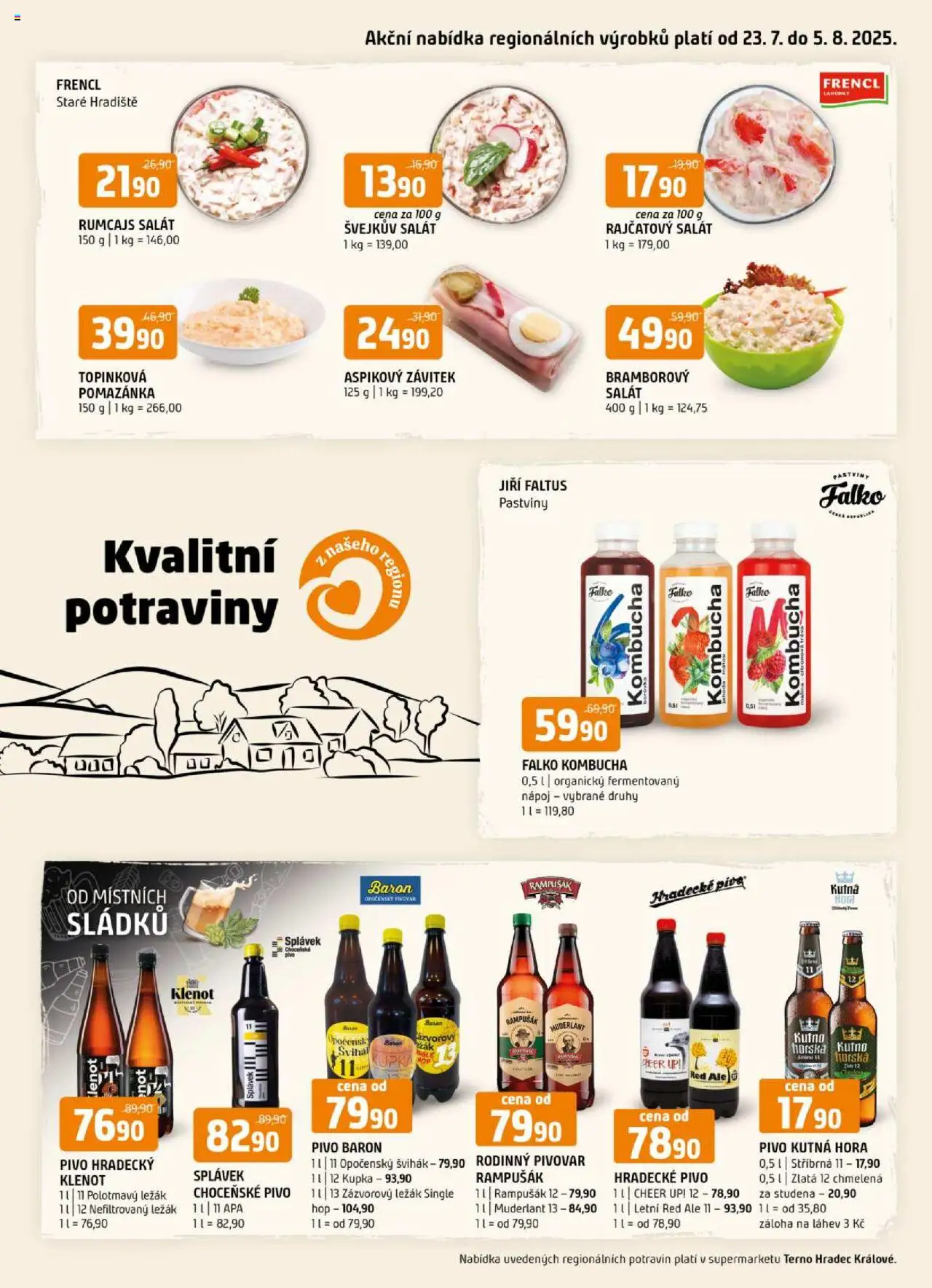 Terno leták - Hradec Králové od 23.07.2025 | Strana: 1 | Produkty: Kombucha, Pivo, Pomazánka, Potraviny