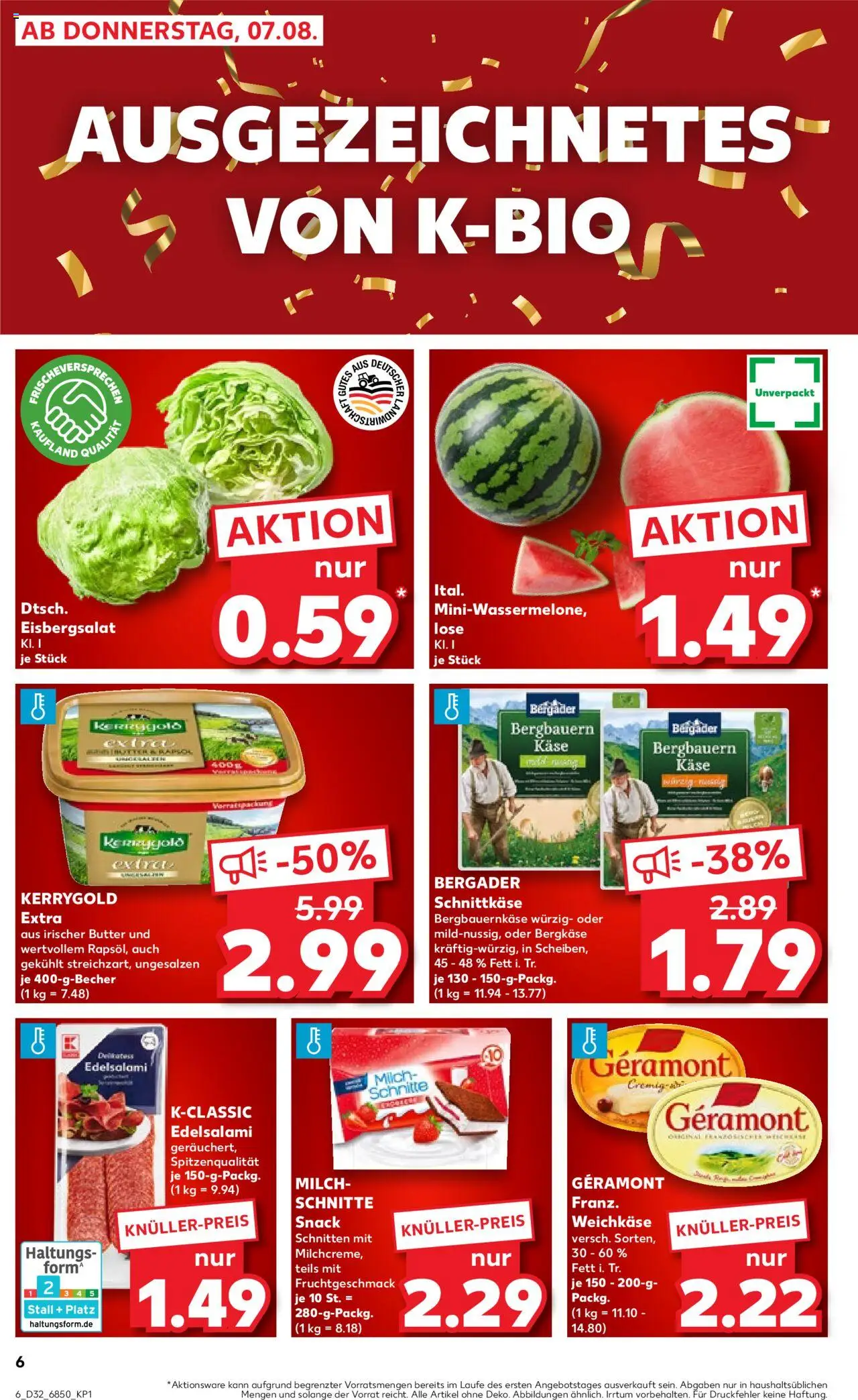 Kaufland prospekt Speyer	 - gültig ab dem 07.08.2025 | Seite: 6 | Produkte: Geramont, Milch, Käse, Eisbergsalat