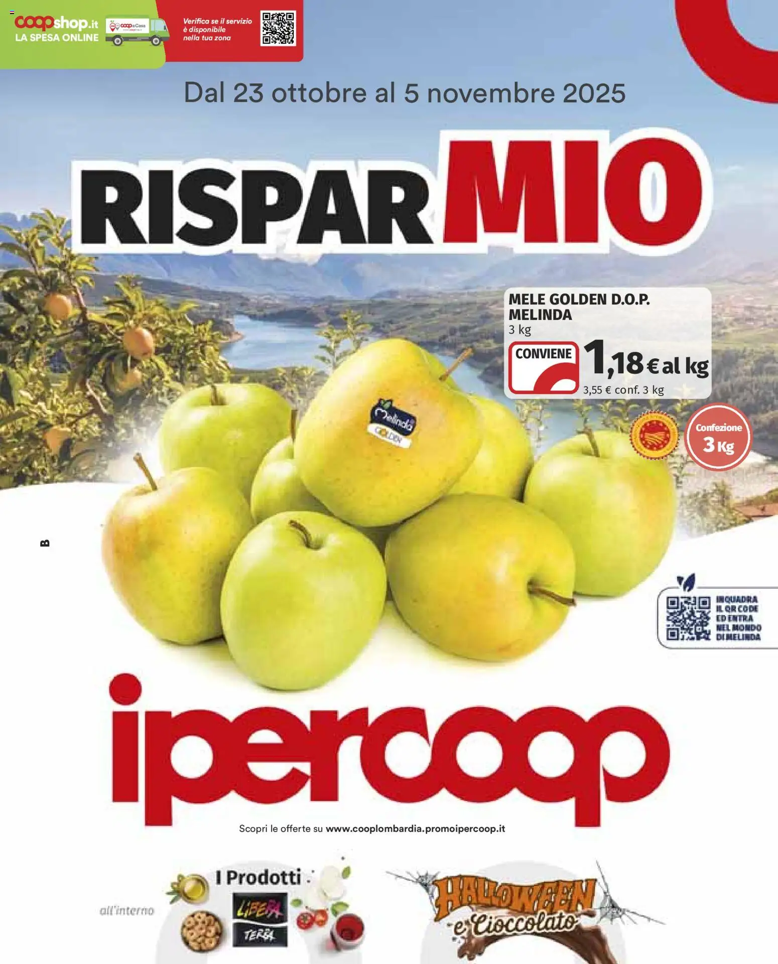 Volantino Ipercoop del 23.10.2025 | Pagina: 1 | Prodotti: Cioccolato, Mele