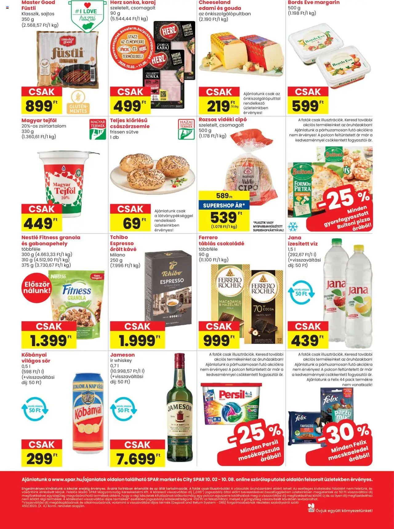 Spar akciós ujság - amely érvényes a következő dátumtól: 02.10.2025 | Oldal: 2 | Termékek: Mosókapszula, Karaj, Pizza, Őrölt kávé