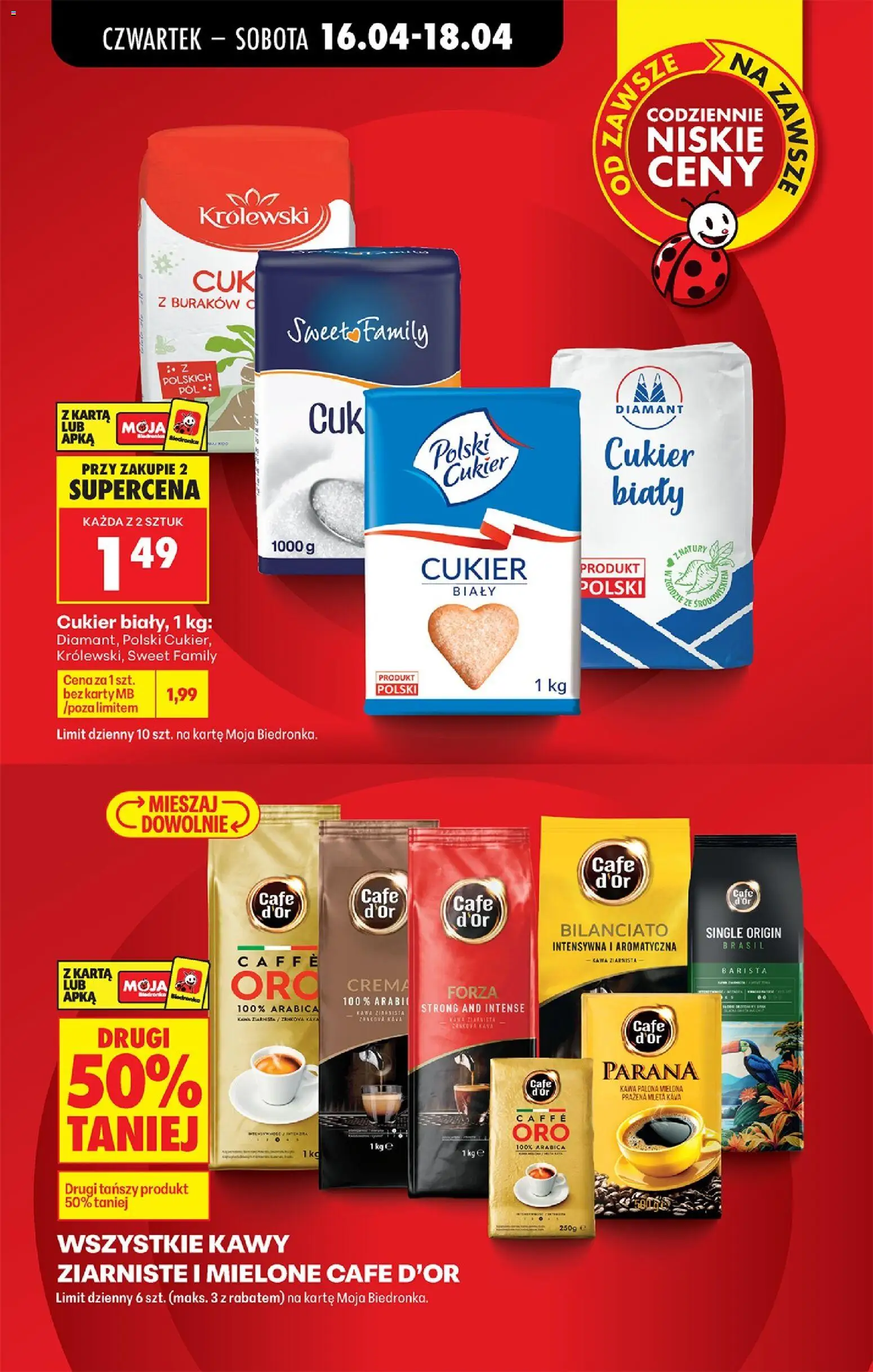 Biedronka gazetka od czwartku od 16.04.2026 | Strona: 19 | Produkty: Karta, Kawa ziarnista, Kawa, Cukier
