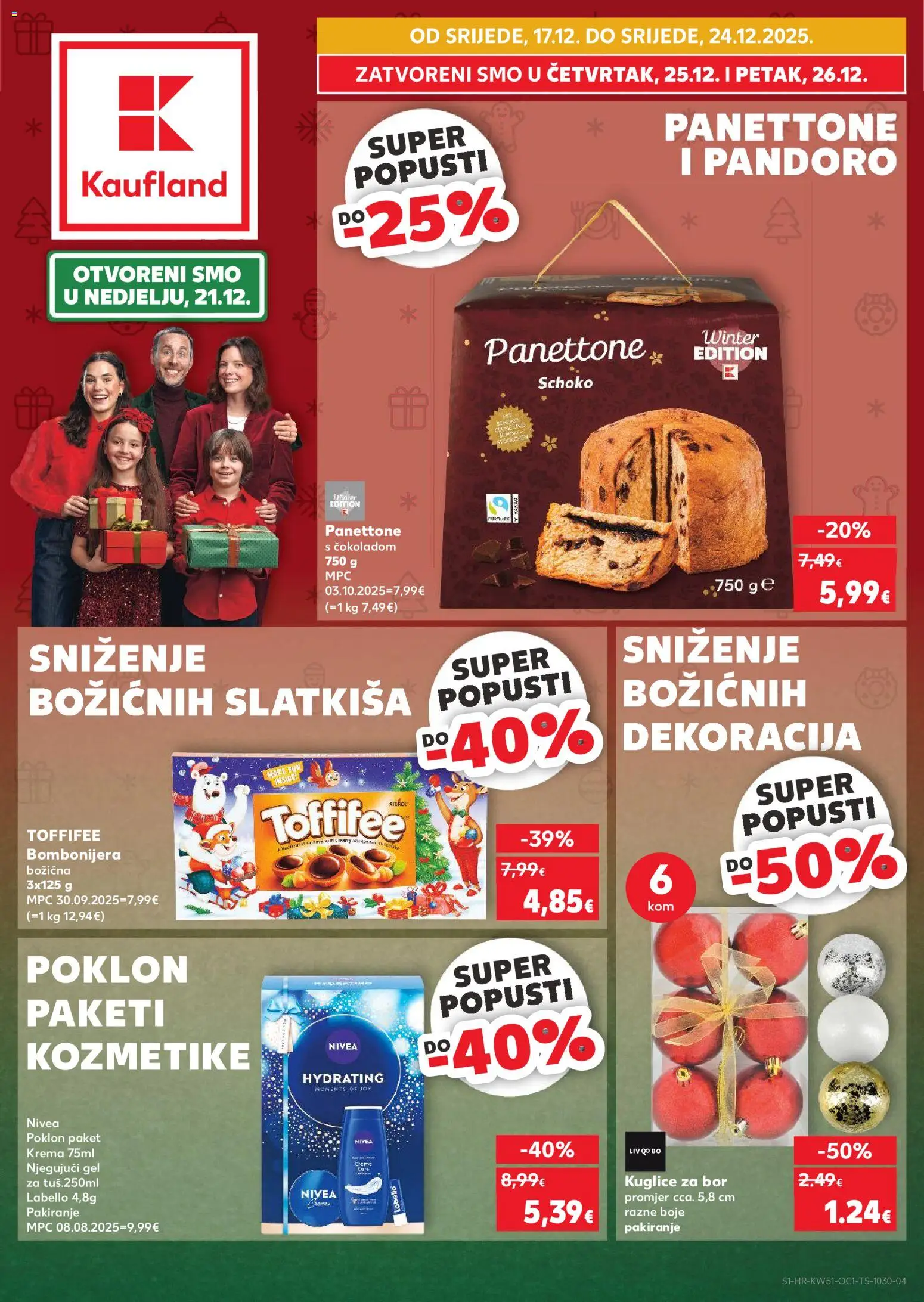Kaufland HR akciós ujság - amely érvényes a következő dátumtól: 17.12.2025 | Oldal: 1 | Termékek: Panettone, Toffifee, Bor