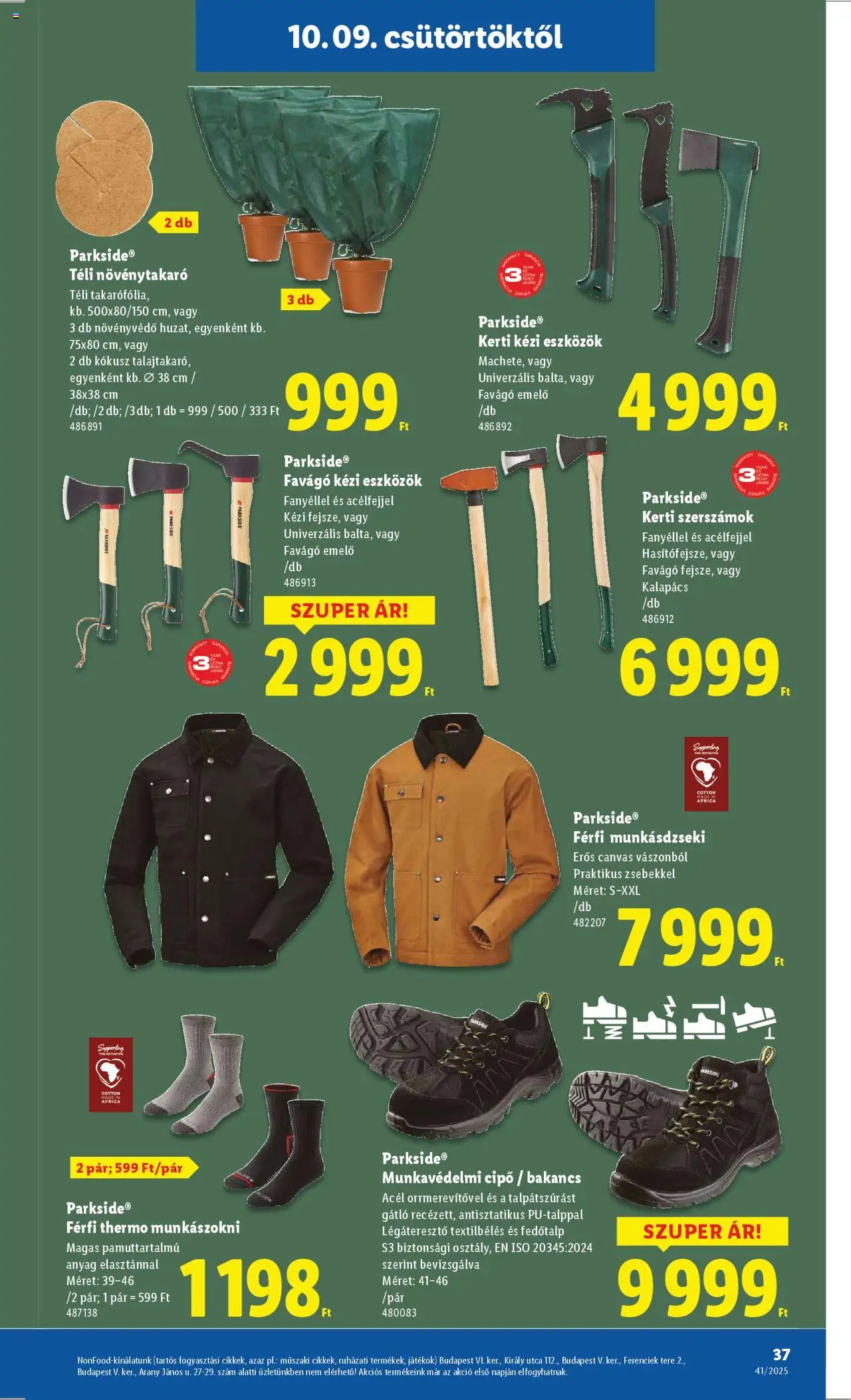 Lidl akciós ujság - amely érvényes a következő dátumtól: 09.10.2025 | Oldal: 37 | Termékek: Parkside, Bakancs, Játékok, Szerszámok