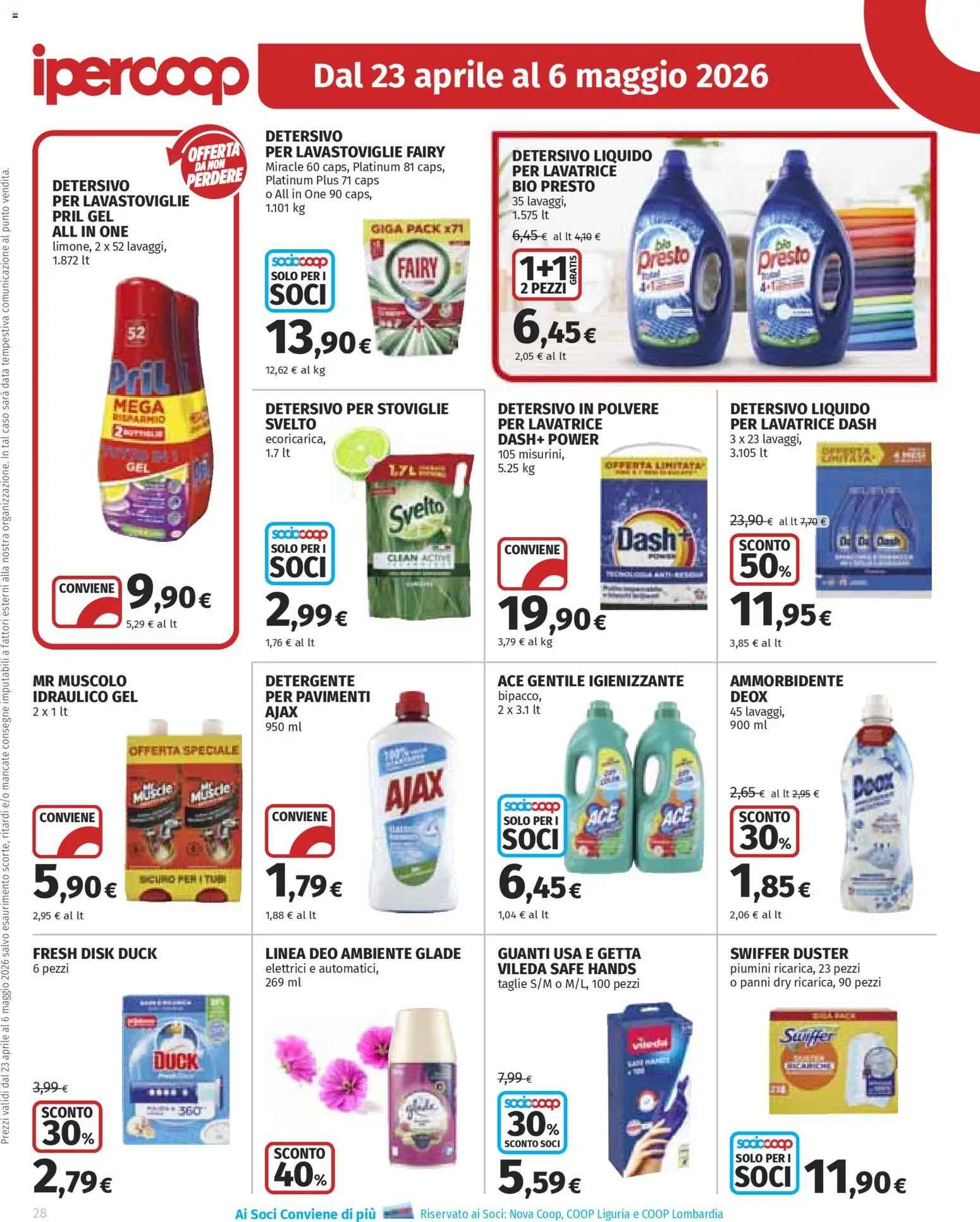Volantino Ipercoop del 23.04.2026 | Pagina: 28 | Prodotti: Ammorbidente, Detergente, Guanti, Lavastoviglie