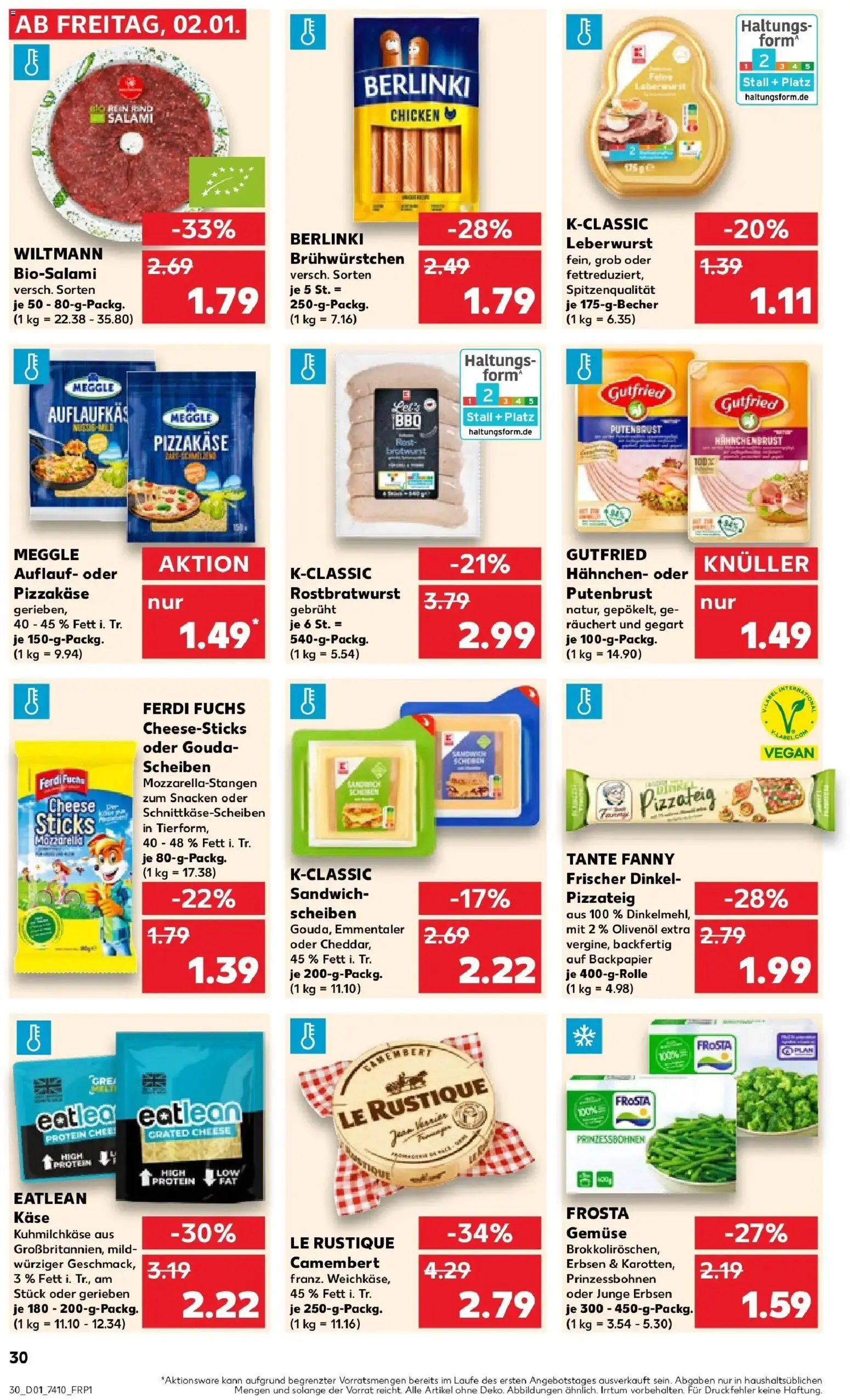 Kaufland prospekt Braunschweig	 – gültig ab 02.01.2026 | Seite: 30 | Produkte: Gemüse, Pizza, Erbsen, Hahnchenbrust