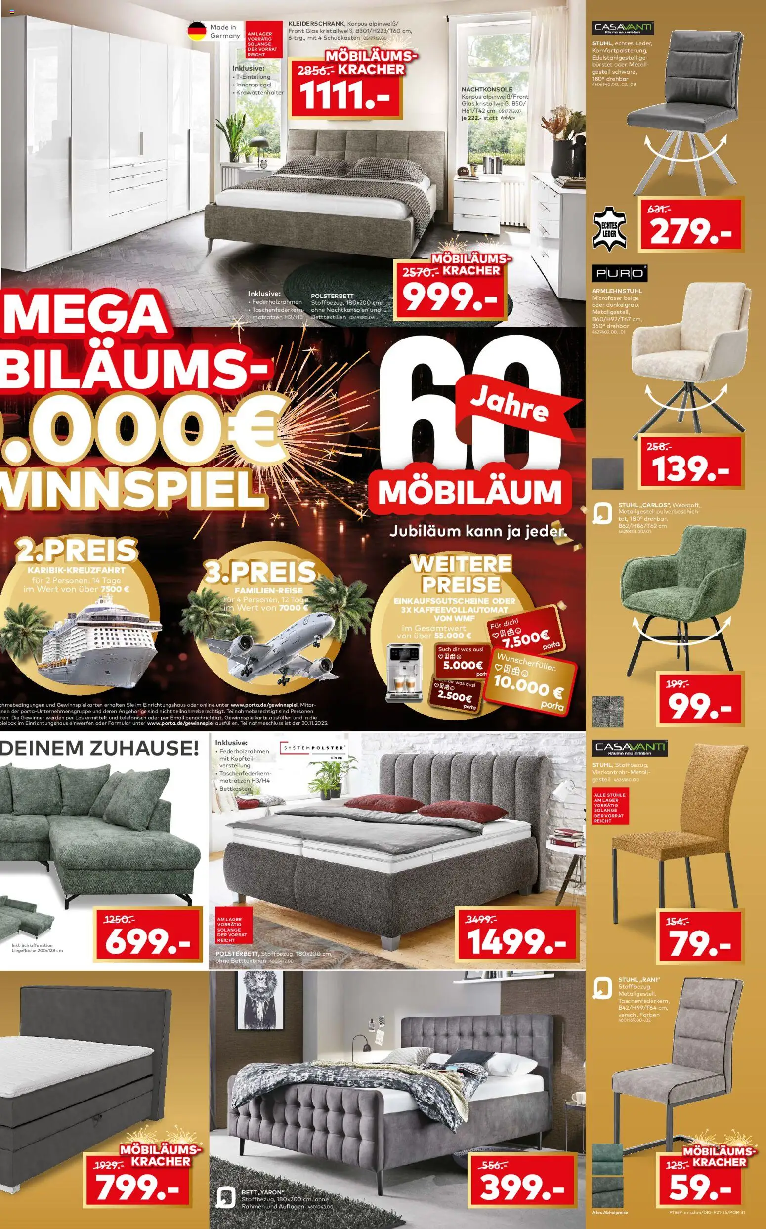 Porta! Möbiläum bei porta mit 25% auf ALLES, ohne Wenn und Aber - Bielefeld – gültig ab 03.11.2025 | Seite: 3 | Produkte: Bett, Polsterbett, Kaffeevollautomat