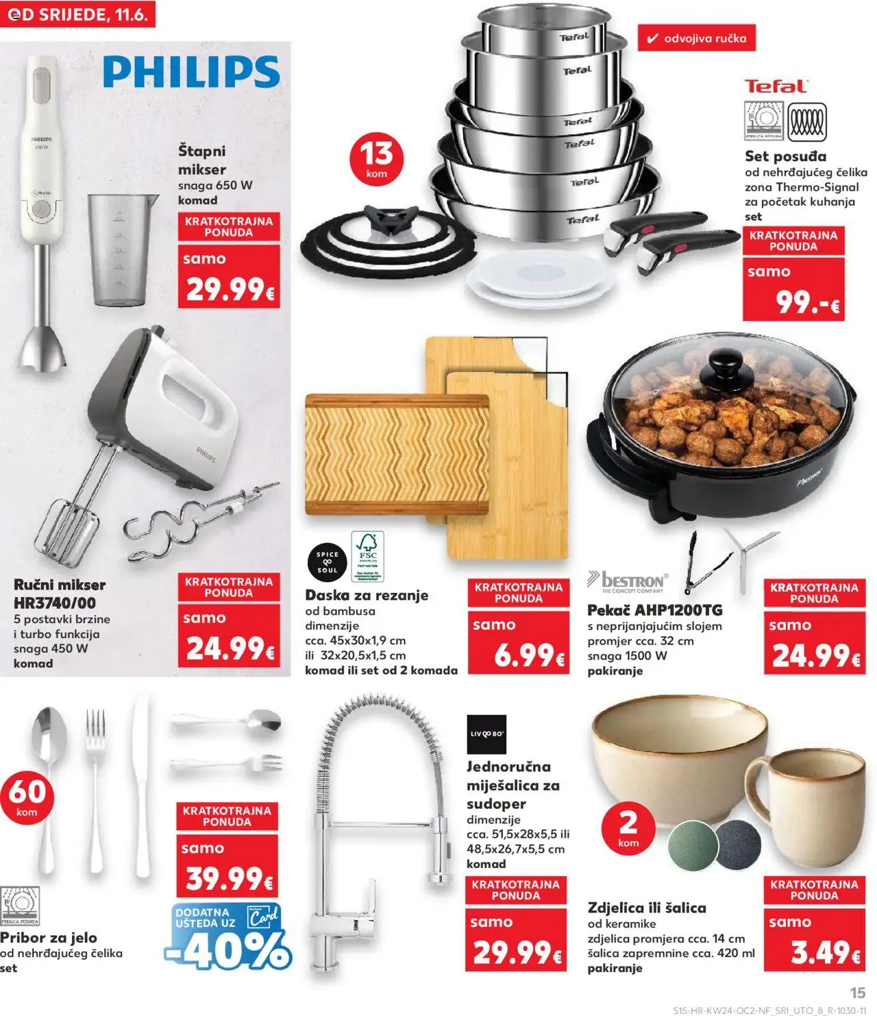 Kaufland HR akciós ujság - amely érvényes a következő dátumtól: 11.06.2025 | Oldal: 15 | Termékek: Tefal