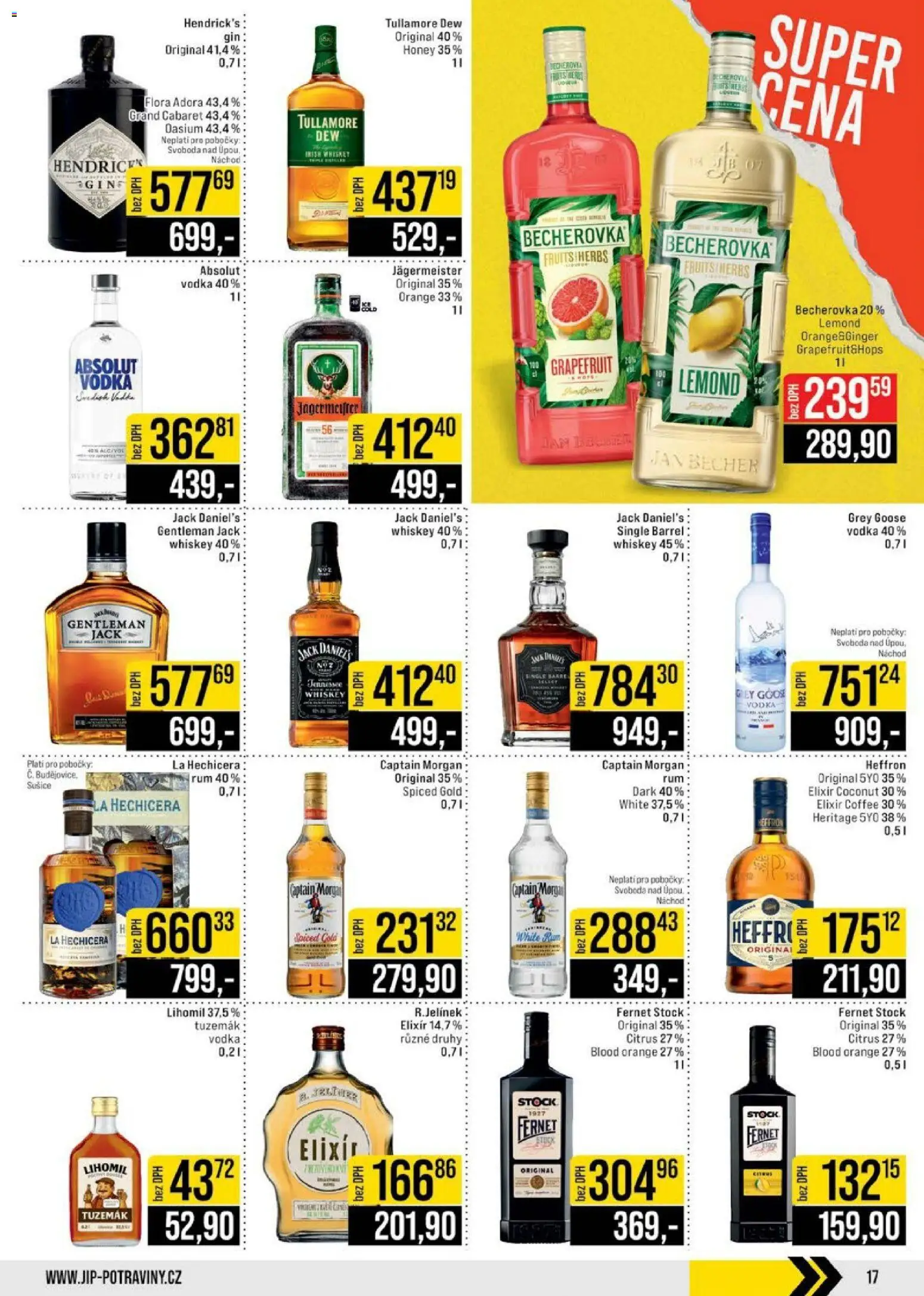 Jip leták - Cash & Carry od 18.02.2026 | Strana: 17 | Produkty: Jägermeister, Becherovka, Tuzemák, Flora