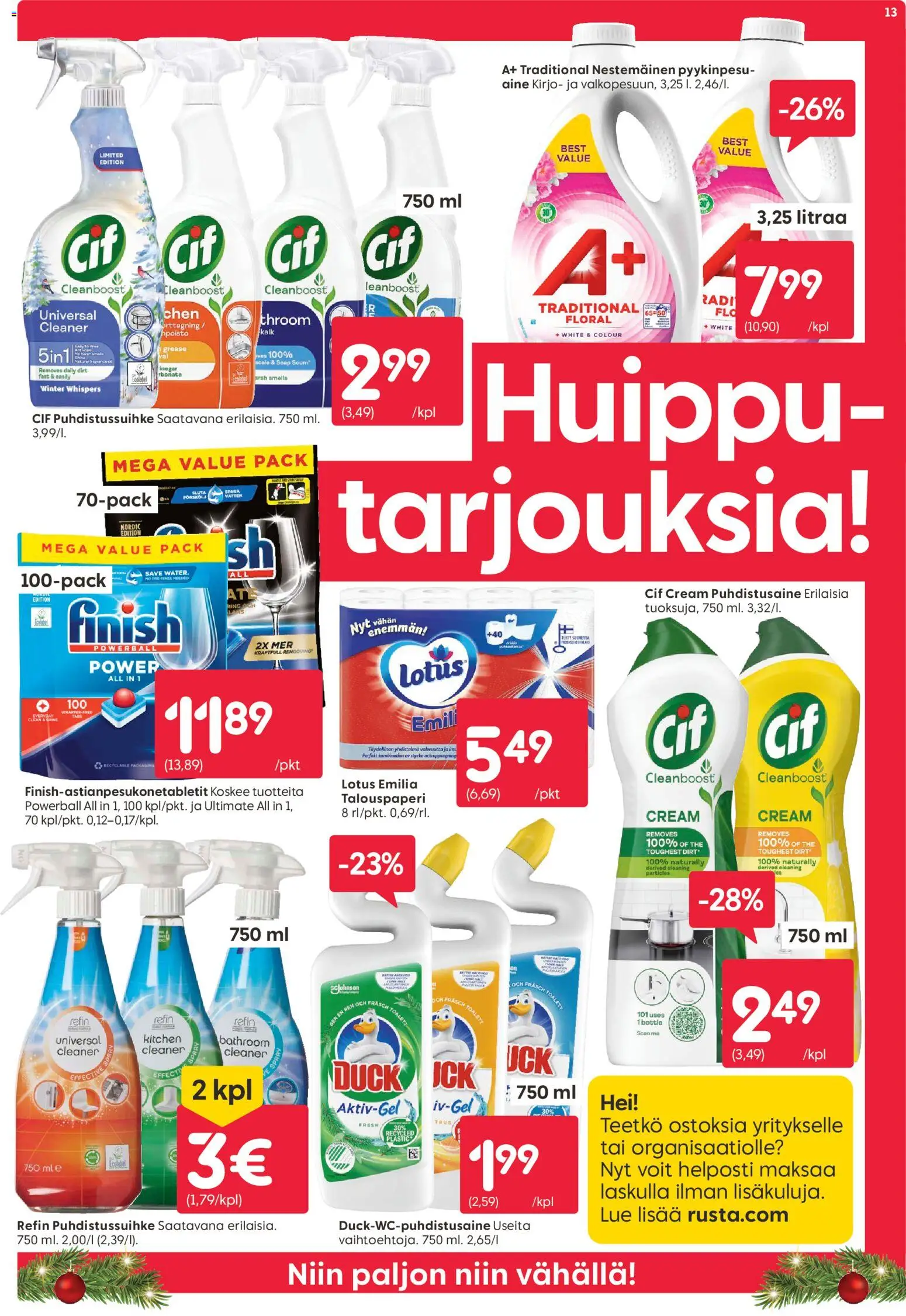 Rusta tarjoukset – voimassa 03.11.2025 alkaen | Sivu: 13 | Tuotteet: Puhdistusaine, Puhdistussuihke