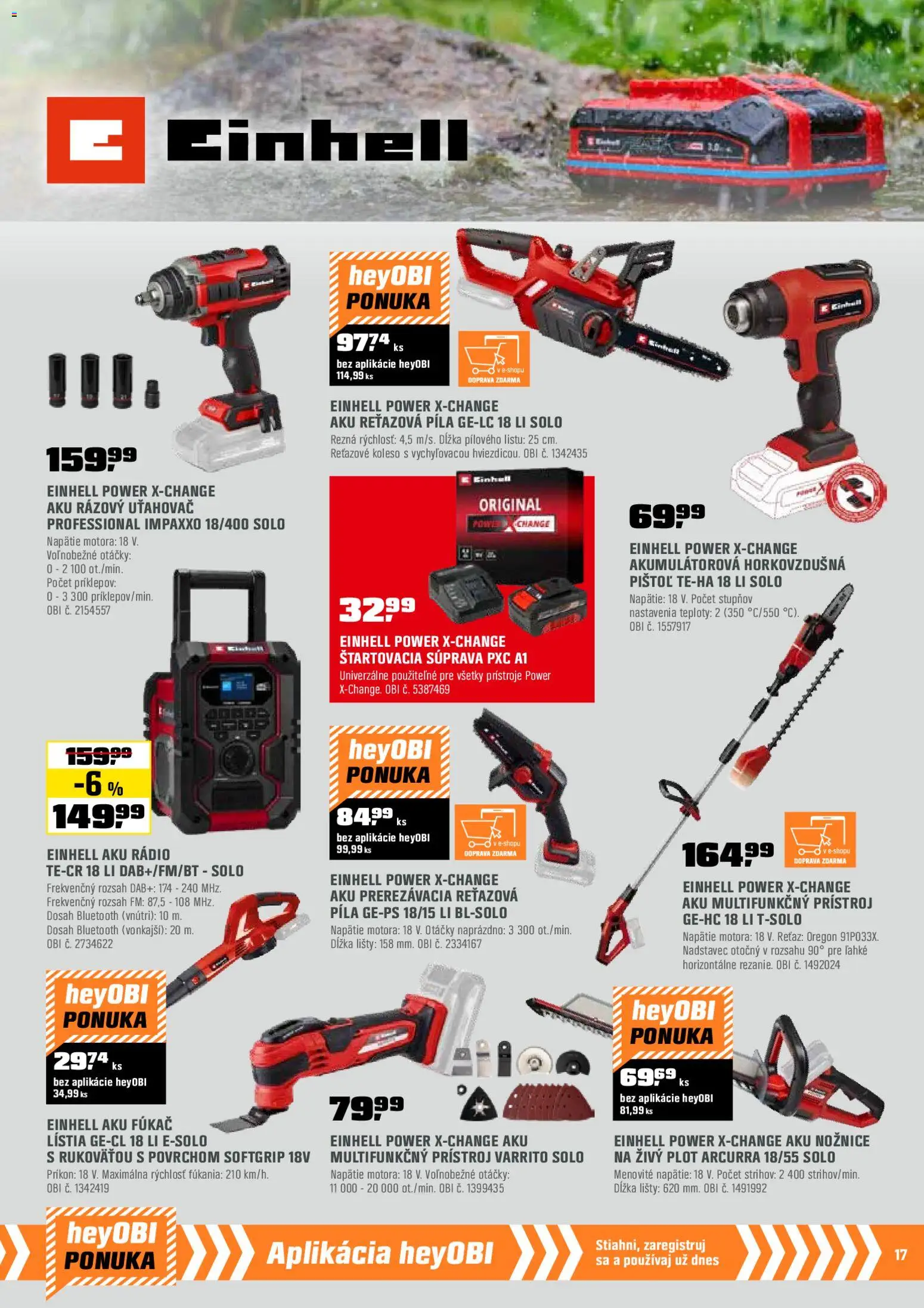 Nové OBI akcie – leták je platný od 01.11.2025 | Strana: 17 | Produkty: Aku reťazová píla, Reťazová píla, Píla, Aku