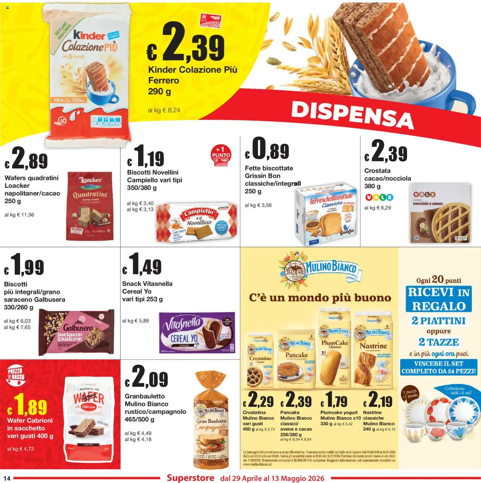 Volantino Sì con Te del 29.04.2026 | Pagina: 14 | Prodotti: Yogurt, Nocciole, Cacao, Fette biscottate