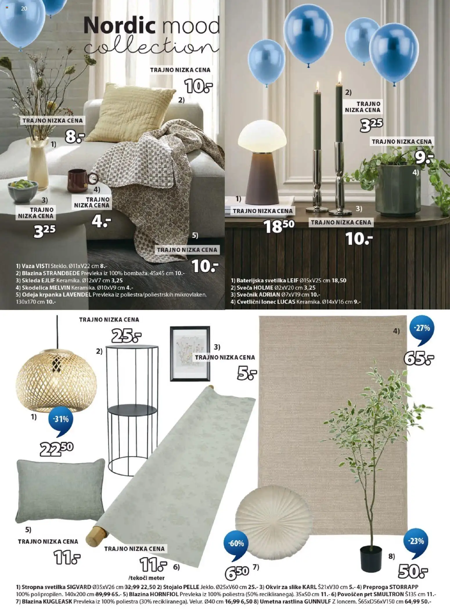 Novi JYSK katalog ponudbe – veljaven od 22.04.2026 | Stran: 20 | Izdelki: Okvir, Sveča, Preproga, Svetilka