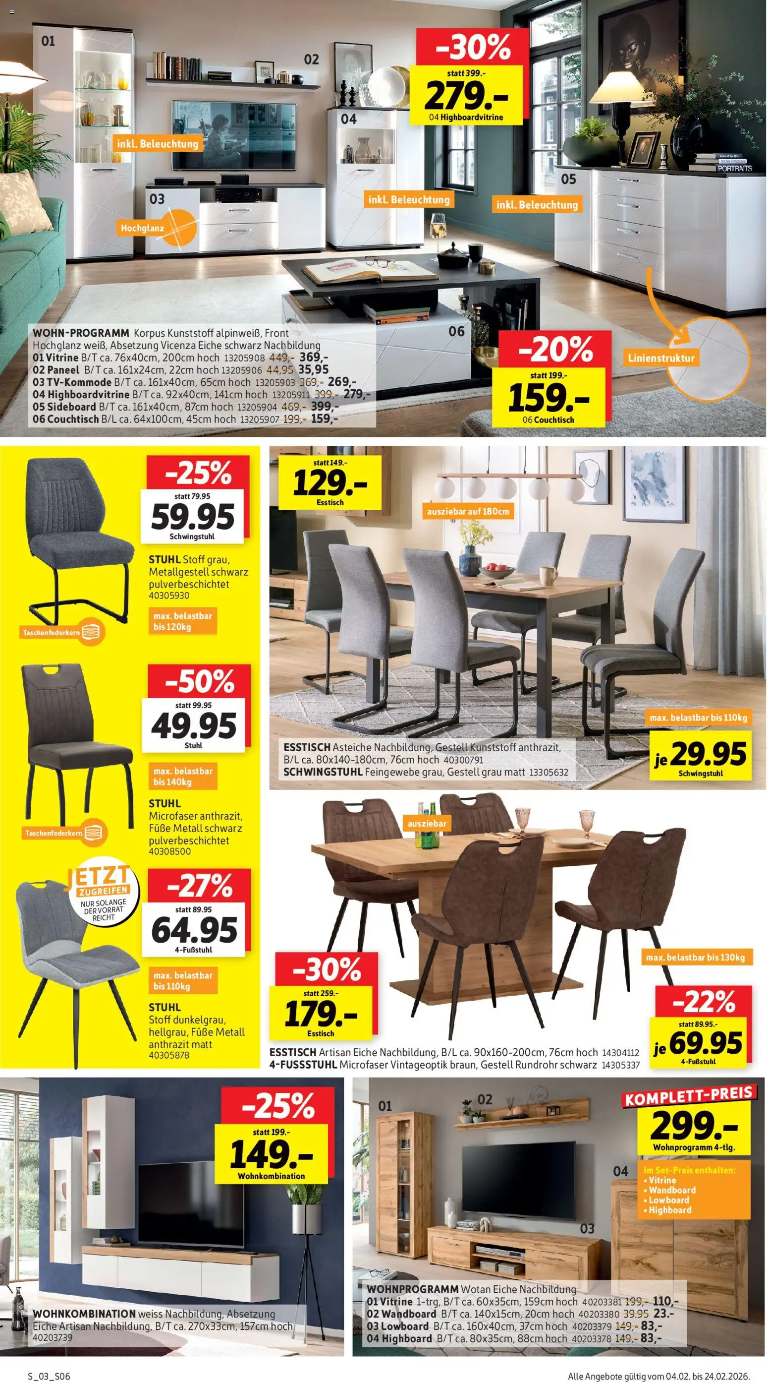 Sconto Prospekt 	 – gültig ab 04.02.2026 | Seite: 6 | Produkte: Lowboard, Esstisch, Couchtisch, Stuhl