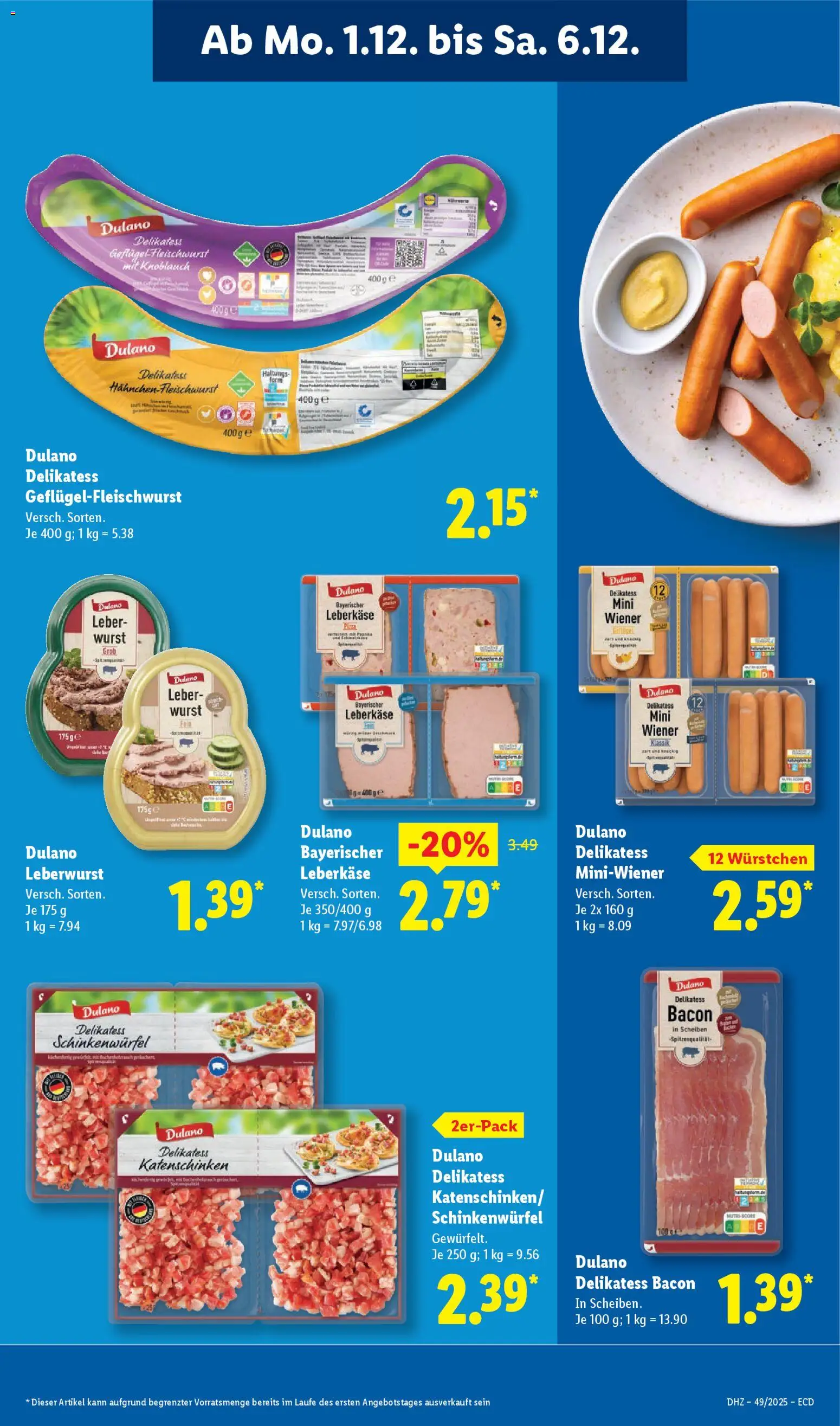 Lidl - Prospekt – gültig ab 01.12.2025 | Seite: 21 | Produkte: Wurst, Knoblauch, Leberkase