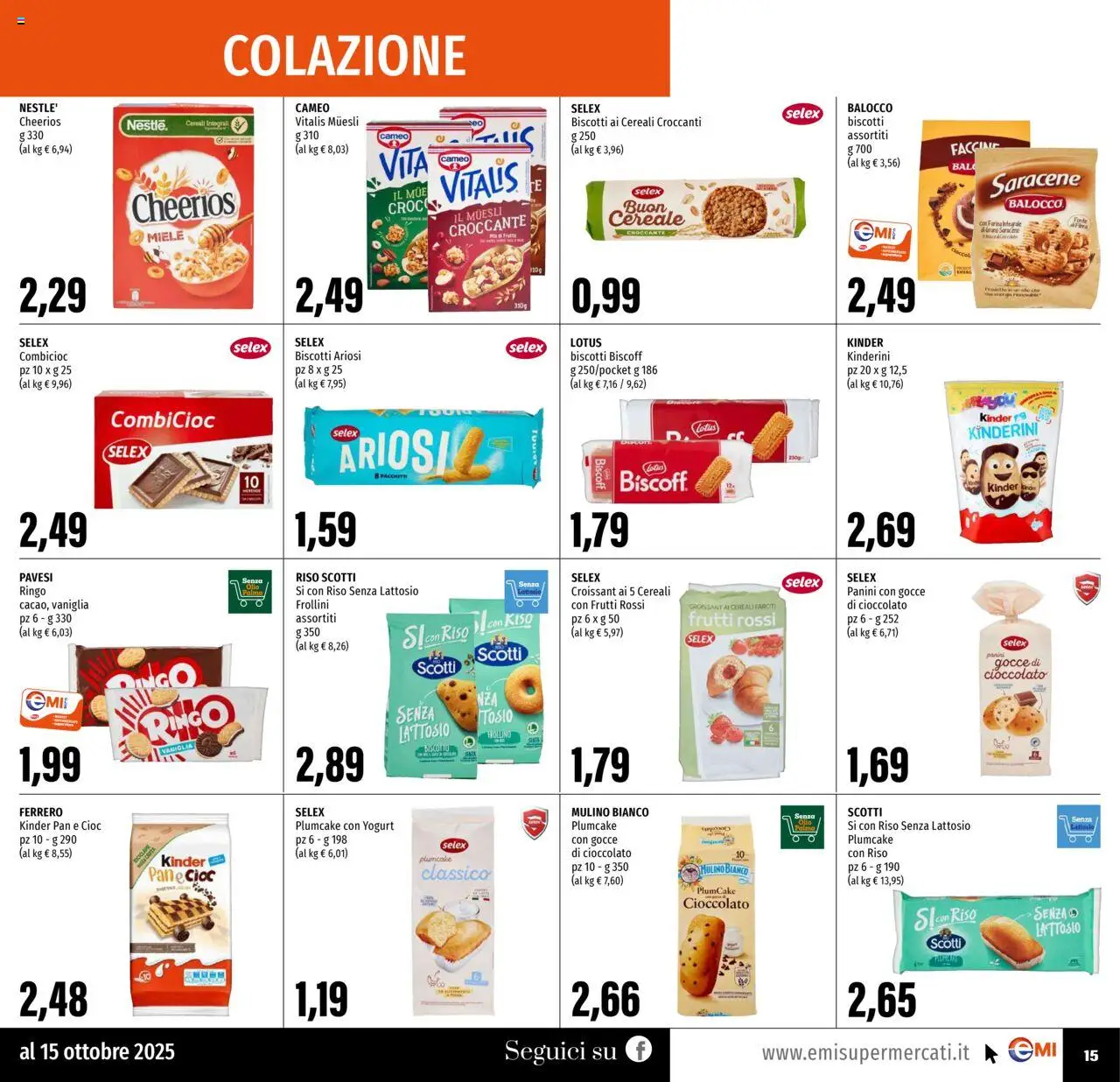 Volantino EMI del 02.10.2025 | Pagina: 15 | Prodotti: Yogurt, Biscotti, Croissant, Frollini