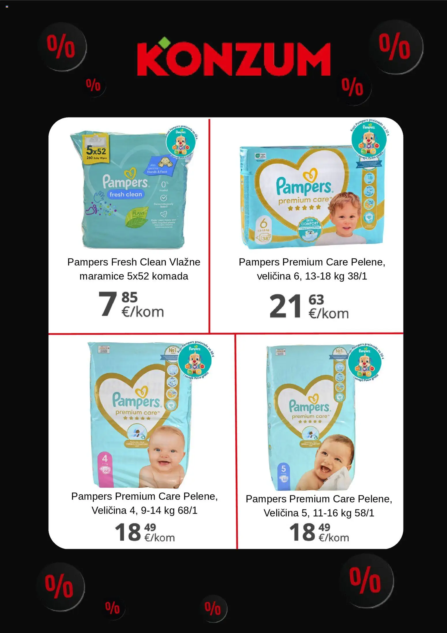 Konzum katalog | vrijedi od 28.11.2025 | Stranica: 4 | Proizvodi: Vlažne maramice, Pampers