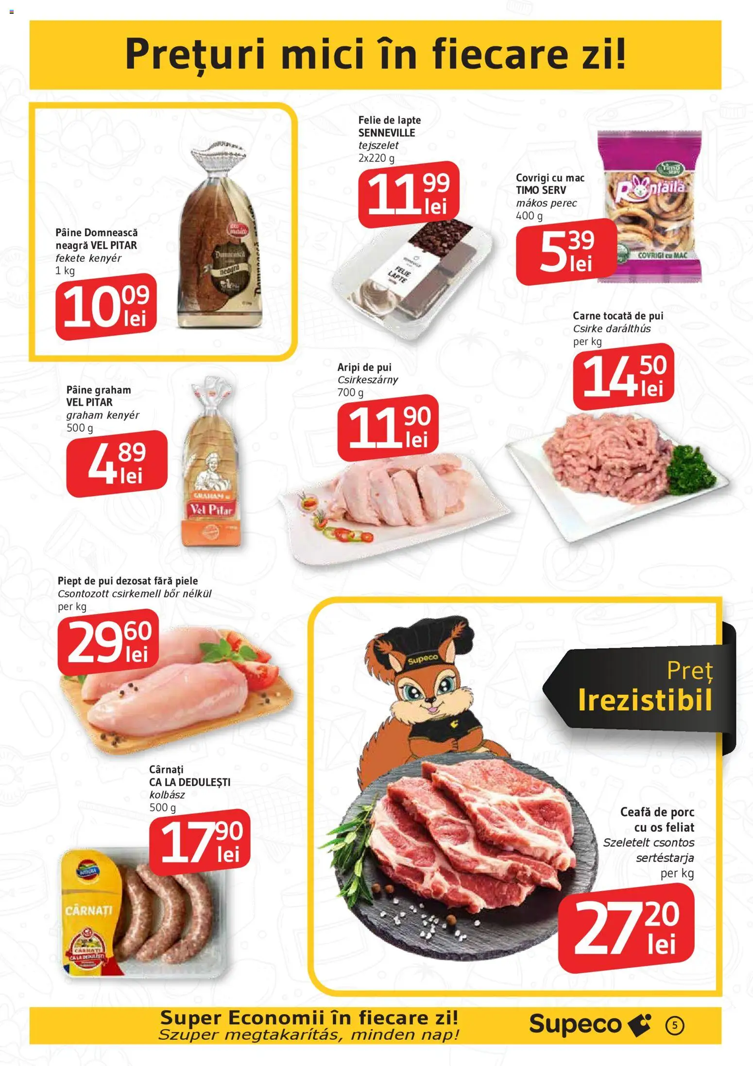 Noul catalog Supeco – valabil de la 30.10.2025 | Pagină: 5 | Produse: Hacıyatmaz Kedi Oyuncağı, Mici, Pâine, Cârnați