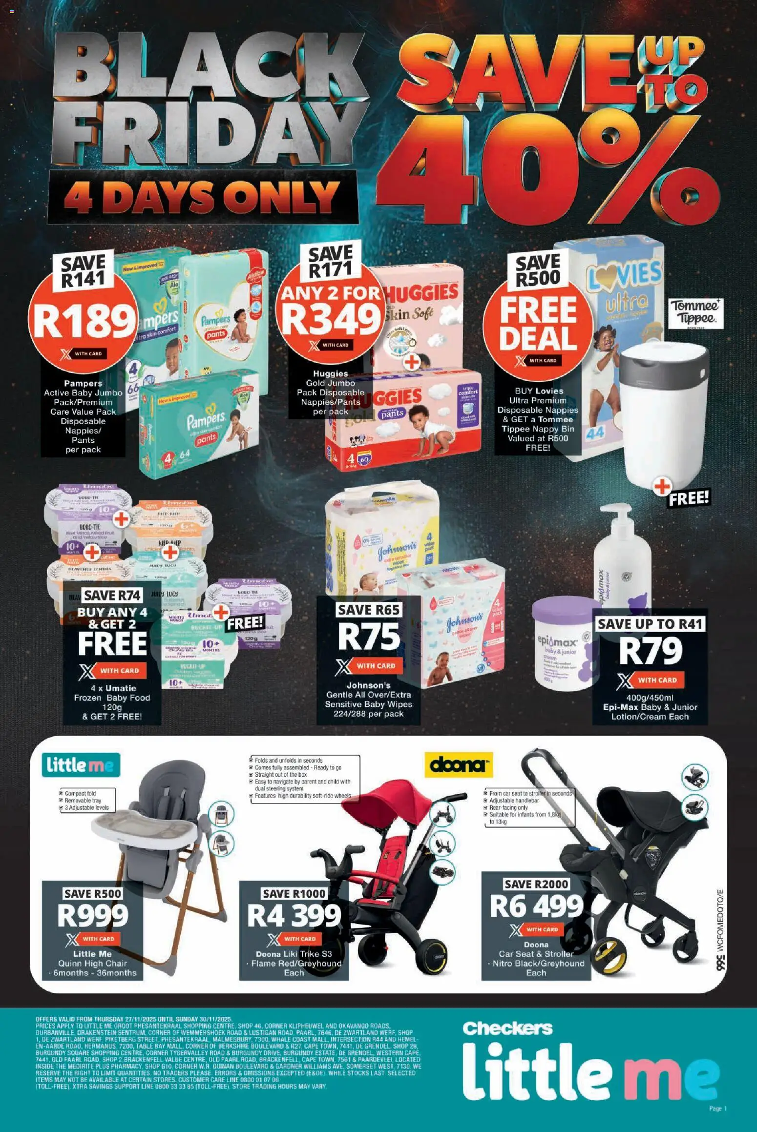 New Checkers catalogue – valid from 27.11.2025 | Page: 1 | Products: Tray, Table, Chair, Nappies