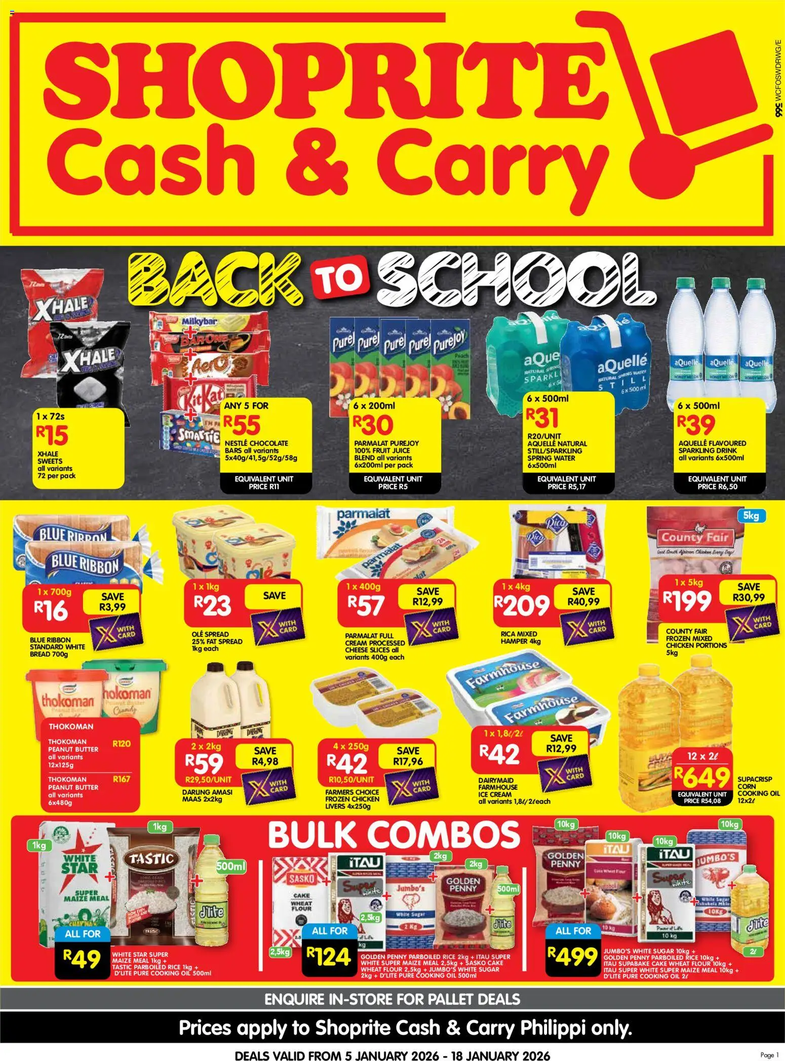 New Shoprite catalogue – valid from 05.01.2026 | Page: 1 | Products: Butter, Chicken, Cream, Water