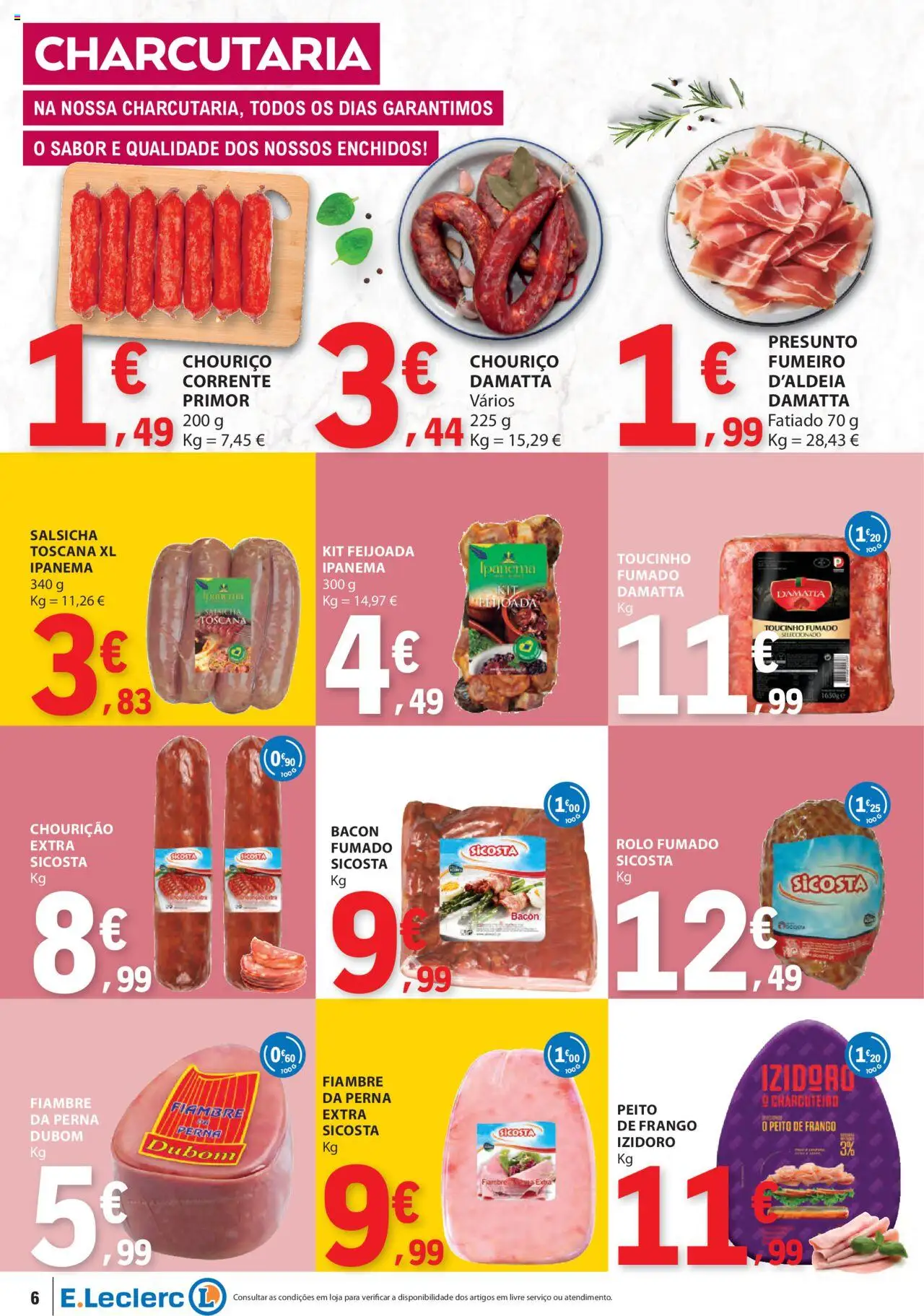 E.Leclerc folheto │ válido de 18.09.2025 | Página: 6 | Produtos: Bacon, Frango, Salsicha, Presunto