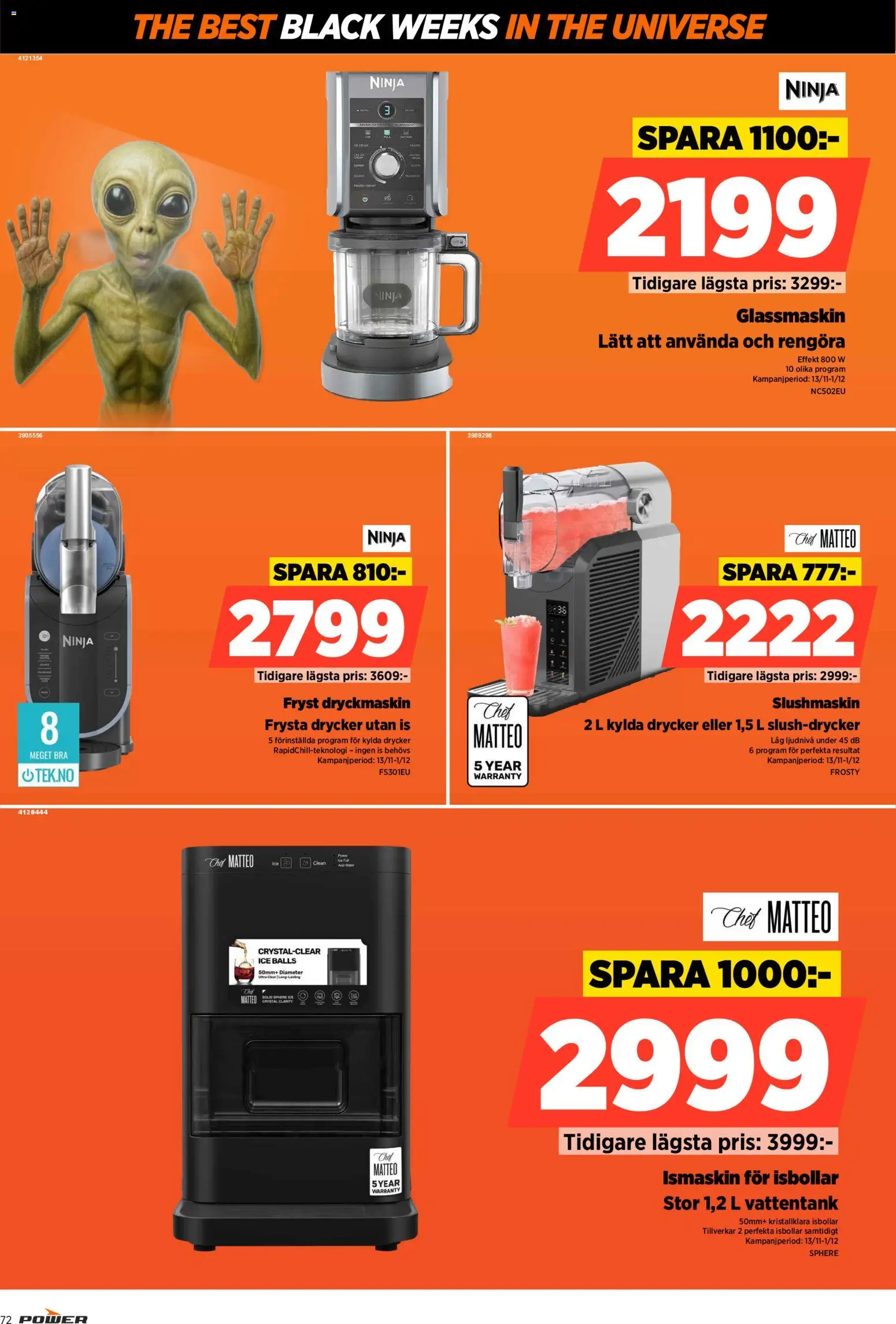 Power reklamblad aktuell från 17.11.2025 | Sida: 72 | Produkter: Glassmaskin, Ismaskin