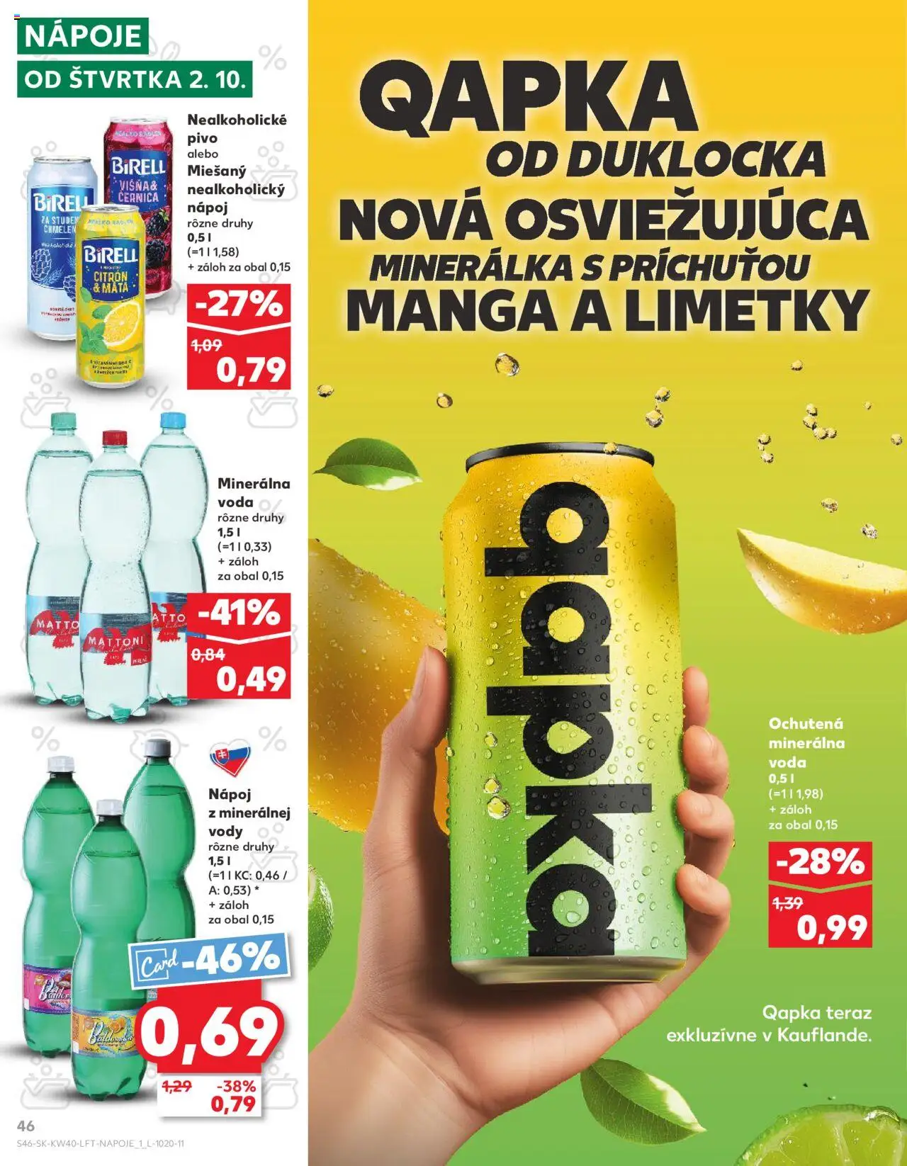 Nové Kaufland akcie – leták je platný od 02.10.2025 | Strana: 46 | Produkty: Budiš, Voda, Minerálna voda, Nealkoholické pivo
