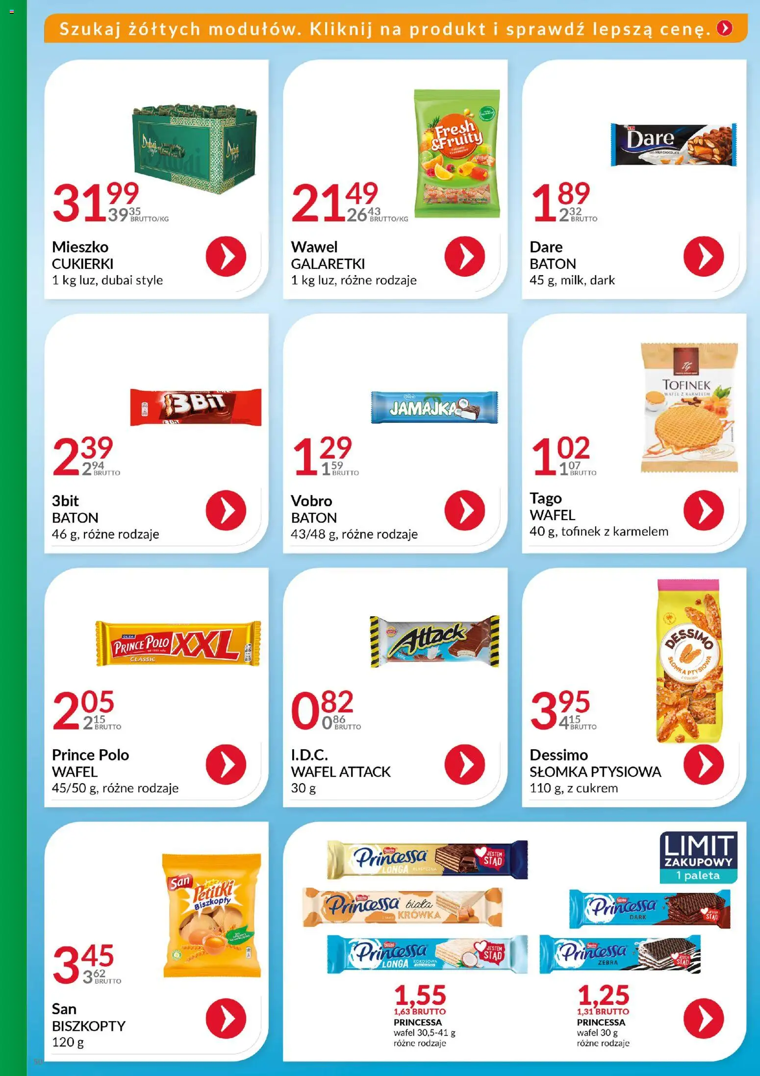 Eurocash Gazetka - Katalog Artykułów Spożywczych od 16.11.2025 | Strona: 49 | Produkty: Galaretki, Słomka ptysiowa, Baton, Cukierki