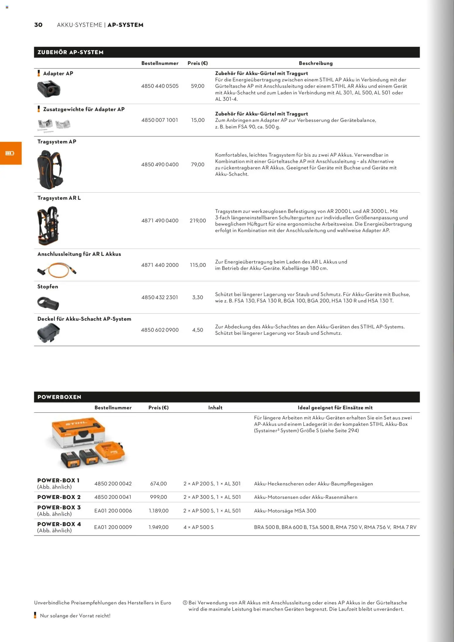 STIHL Katalog – gültig ab 01.01.2026 | Seite: 30 | Produkte: Adapter, Ladegerät